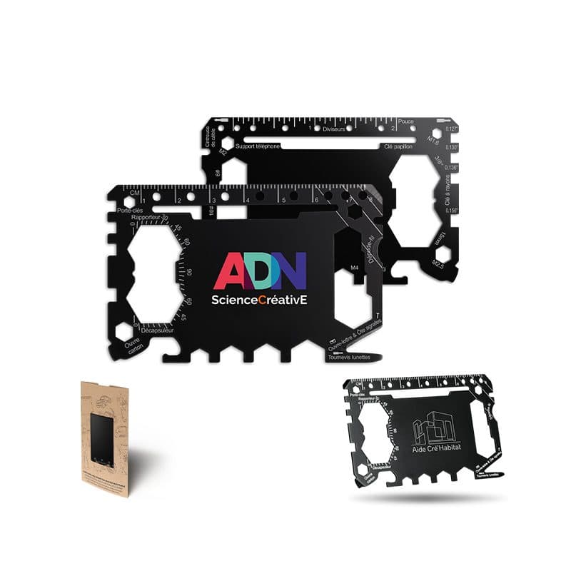 CARTE OUTIL MULTIFONCTION EN ACIER INOXYDABLE