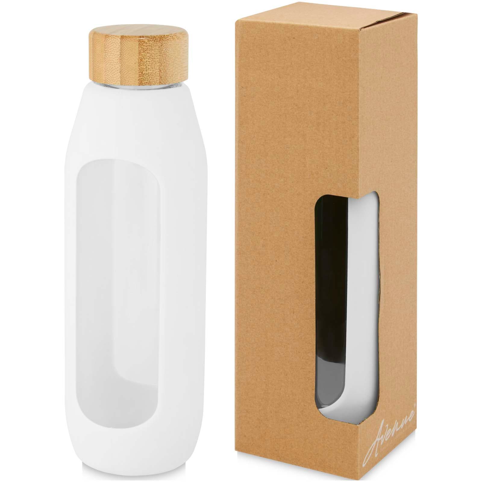 Bouteille Tidan de 600 ml en verre borosilicate avec grip en silicone coloris Blanc