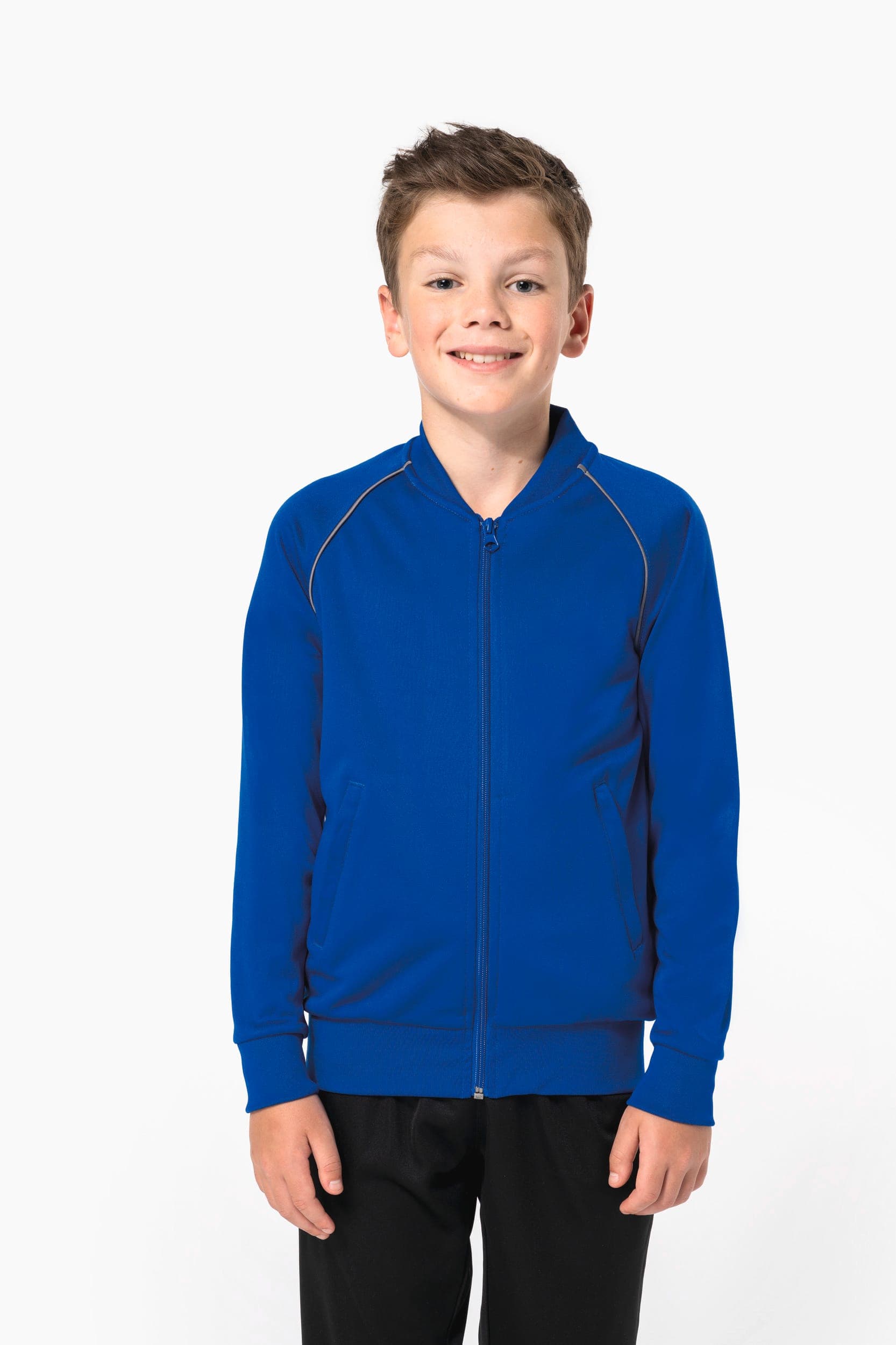 Veste de survêtement zippée avec liseré enfant en situation