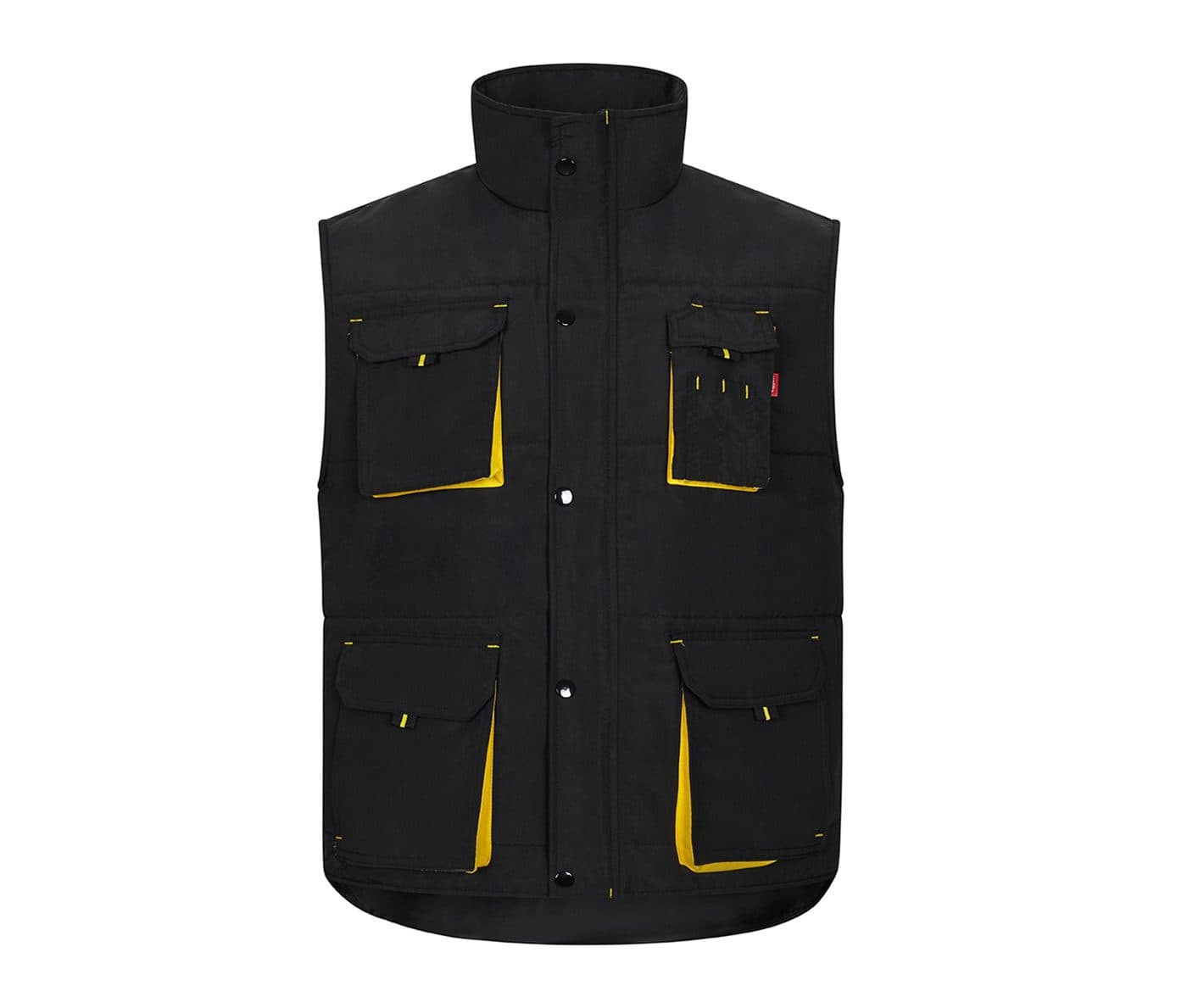 GILET MATELASSÉ BICOLORE MULTIPOCHES coloris Noir / Jaune