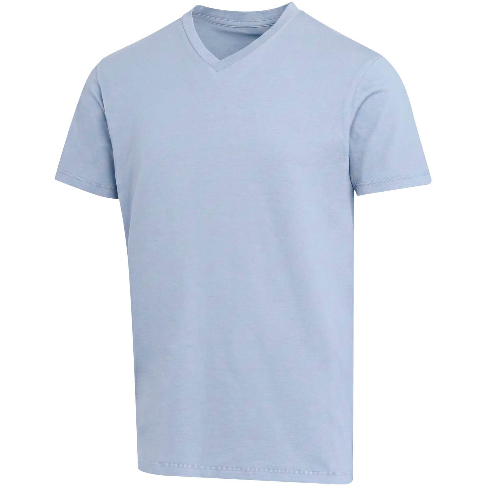 T-shirt unisexe en coton bio certifié OCS Balfour à manches courtes et col en V de 200 g/m² coloris Bleu brume