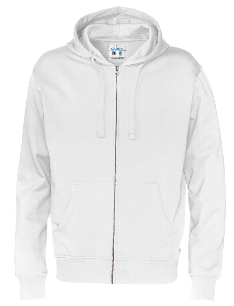 HOODIE FERMETURE COMPLÈTE HOMME - CERTIFIÉ GOTS coloris Blanc