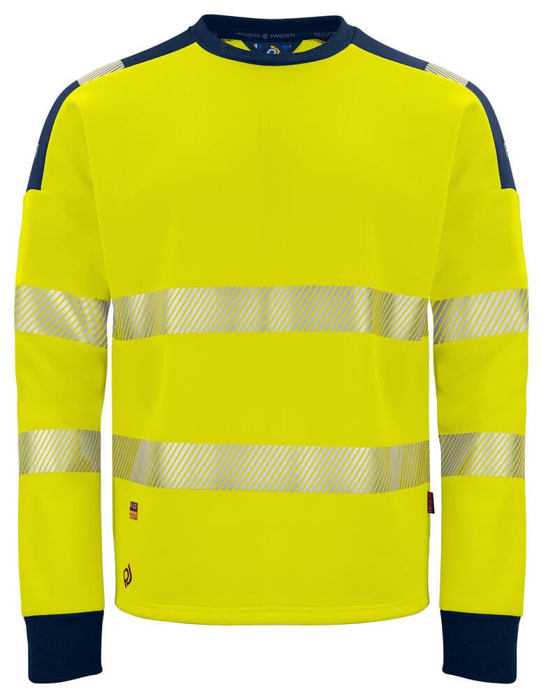 6108 SWEAT-SHIRT SIGNALISATION COL ROND EN ISO 20471 CLASSE 3 coloris Jaune / Marine