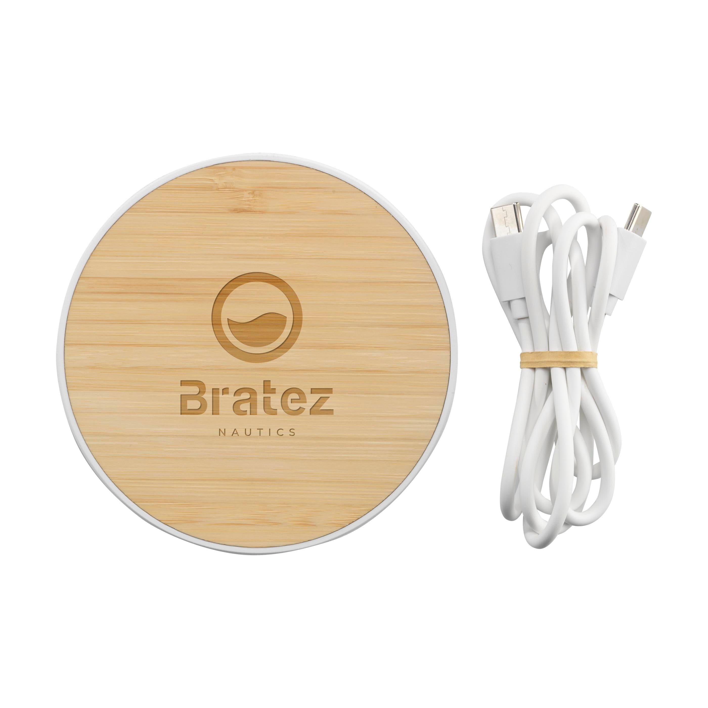 Chargeur rapide sans fil bambou 15W en situation
