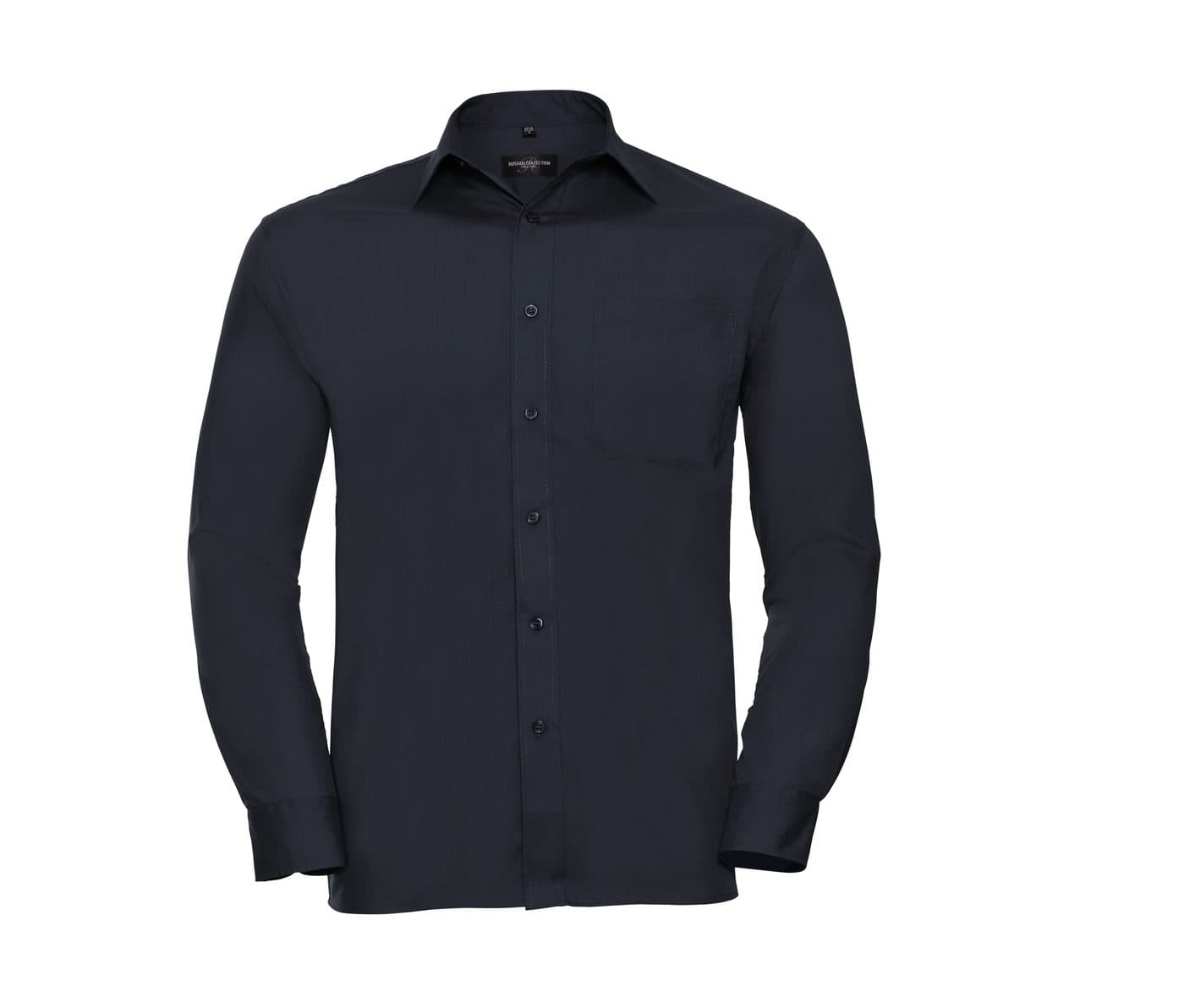 MEN'S LONG SLEEVE CLASSIC POLYCOTTON POPLIN SHIRT coloris Marine