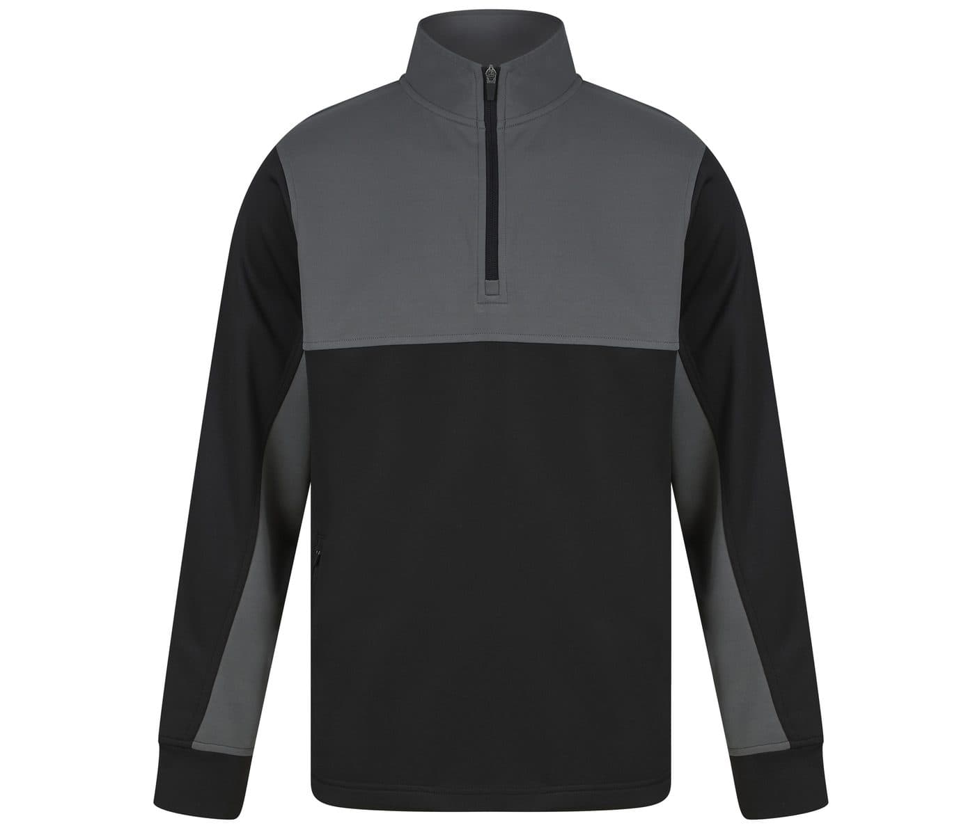 ADULTS' 1/4 ZIP TRACKSUIT TOP coloris Noir / Gris canon de fusil
