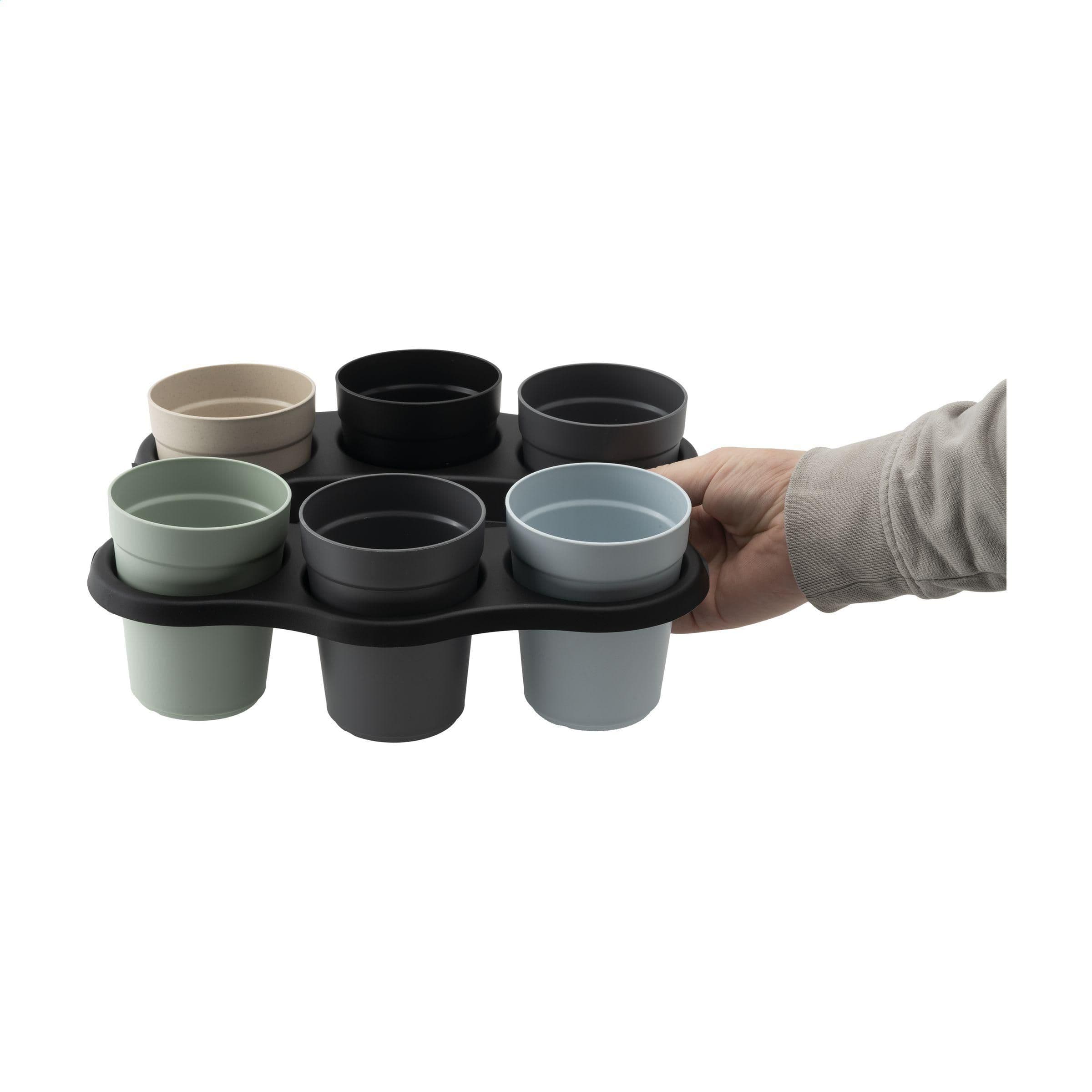Plateau porte-gobelet Circulcup café 6 trous Ø 8 cm en situation