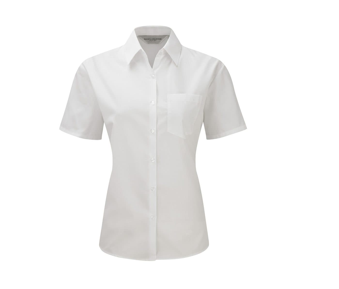 LADIES' SHORT SLEEVE CLASSIC POLYCOTTON POPLIN SHIRT coloris Blanc