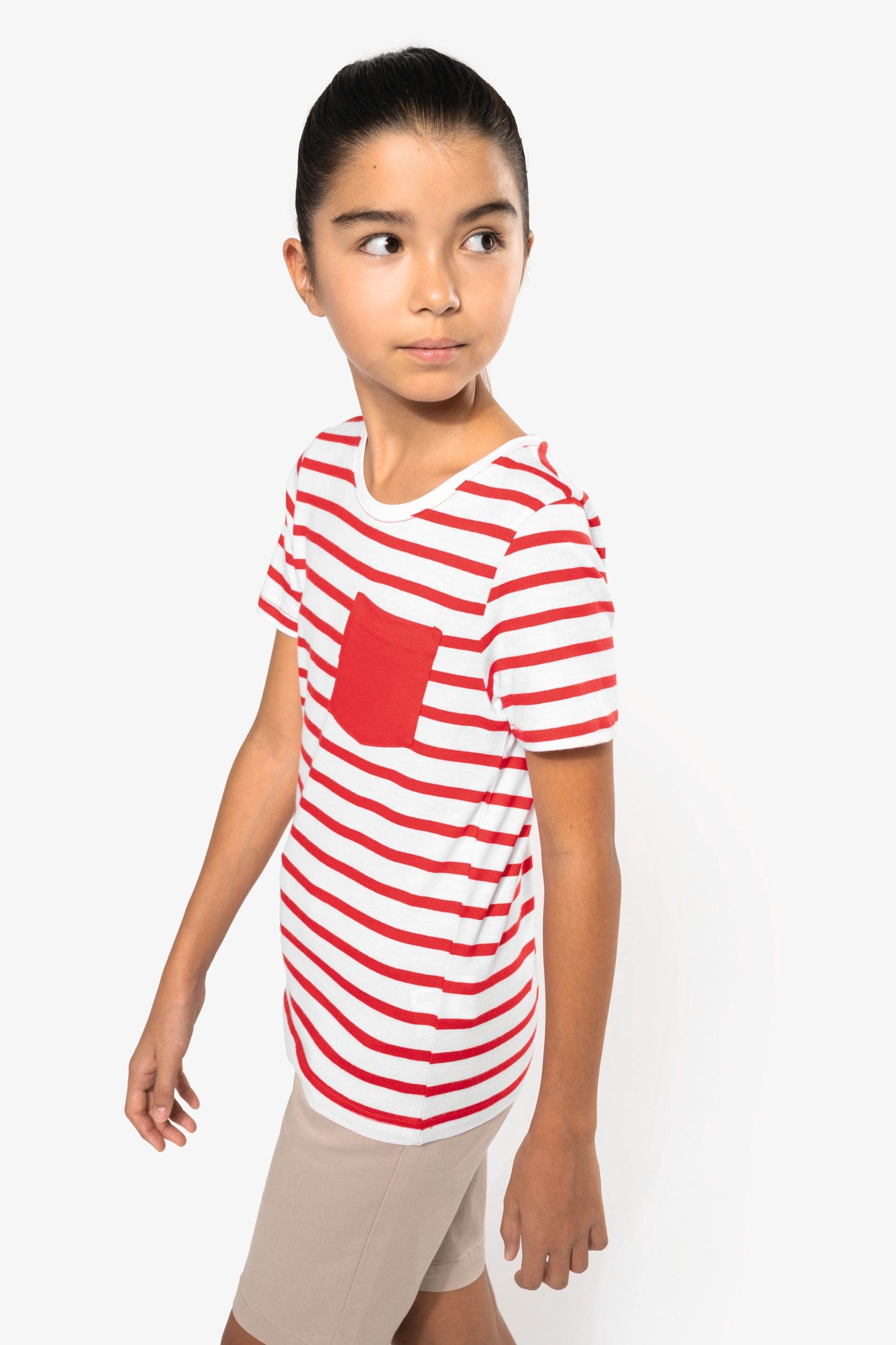T-shirt rayé marin avec poche manches courtes enfant
