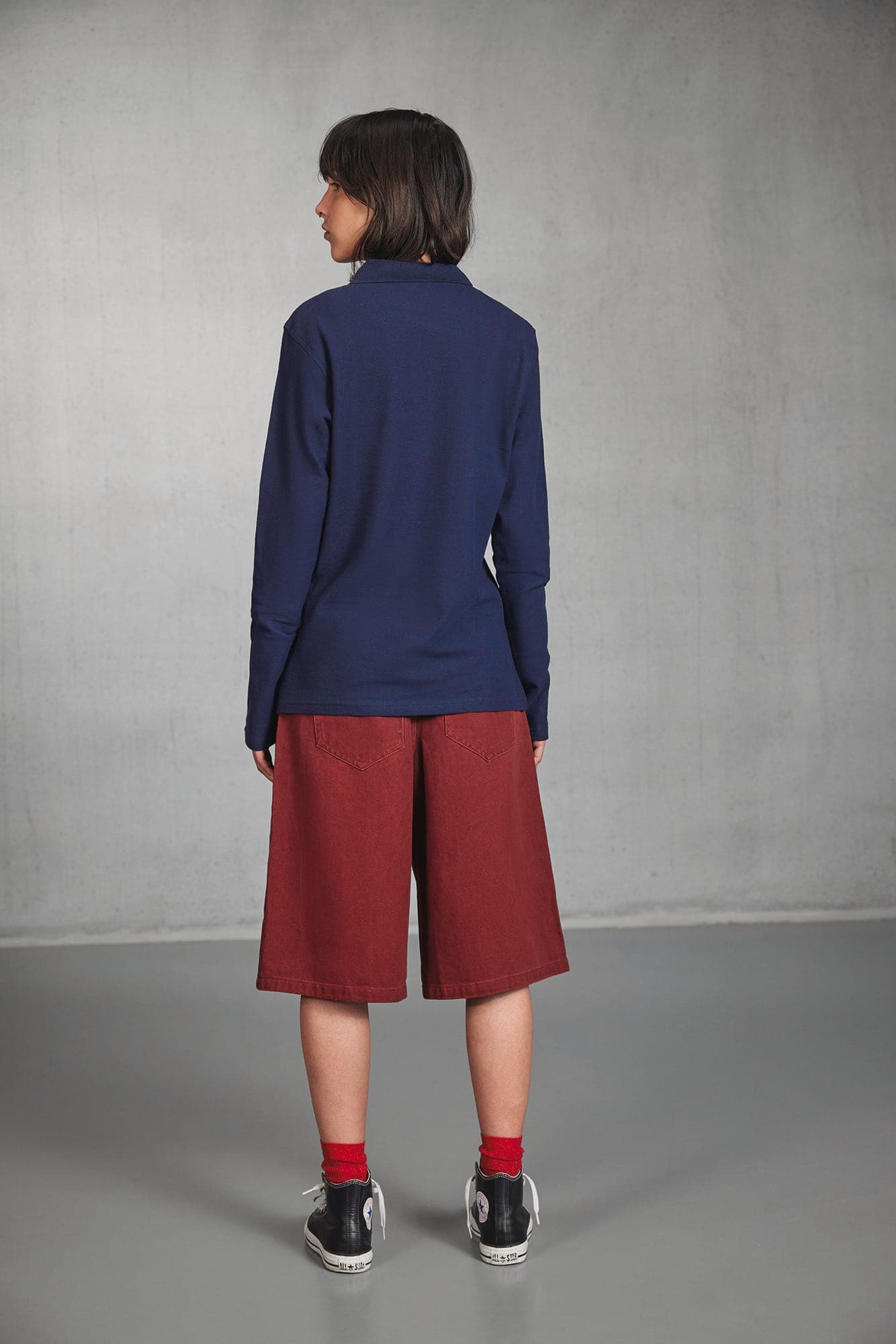 Polo femme ID.001 manches longues en situation