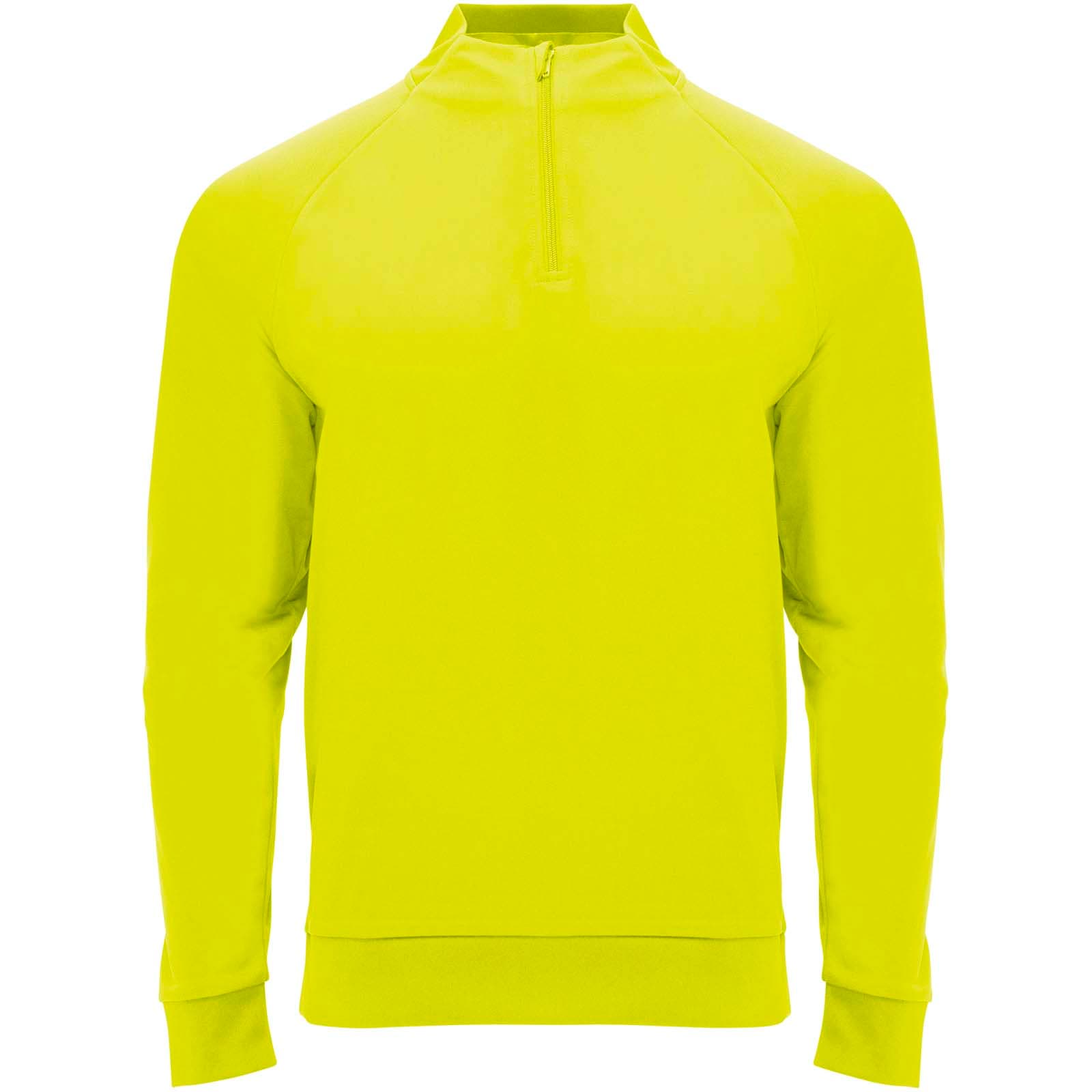 Sweatshirt de 200 g/m² Epiro à manches longues avec fermeture demi- zip pour enfant coloris Jaune fluo