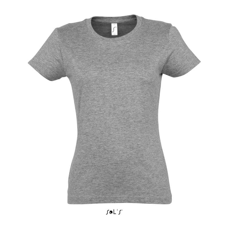 SOL'S IMPERIAL WOMAN ROUND COLLAR T-SHIRT coloris Gris chiné