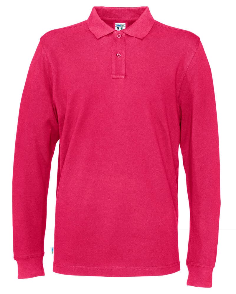 POLO PIQUE MANCHES LONGUES HOMME - CERTIFIÉ GOTS coloris Cerise