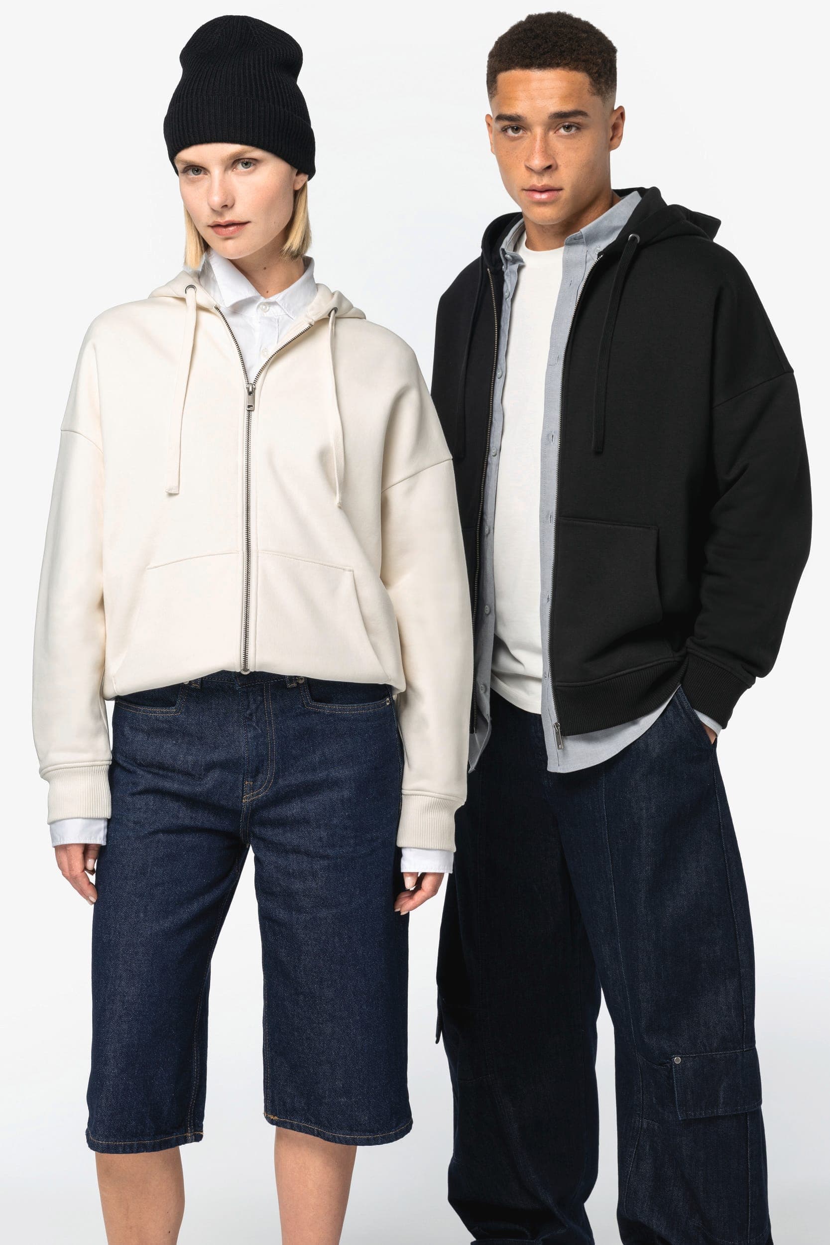 Sweat-shirt écoresponsable zippé à capuche oversize unisexe