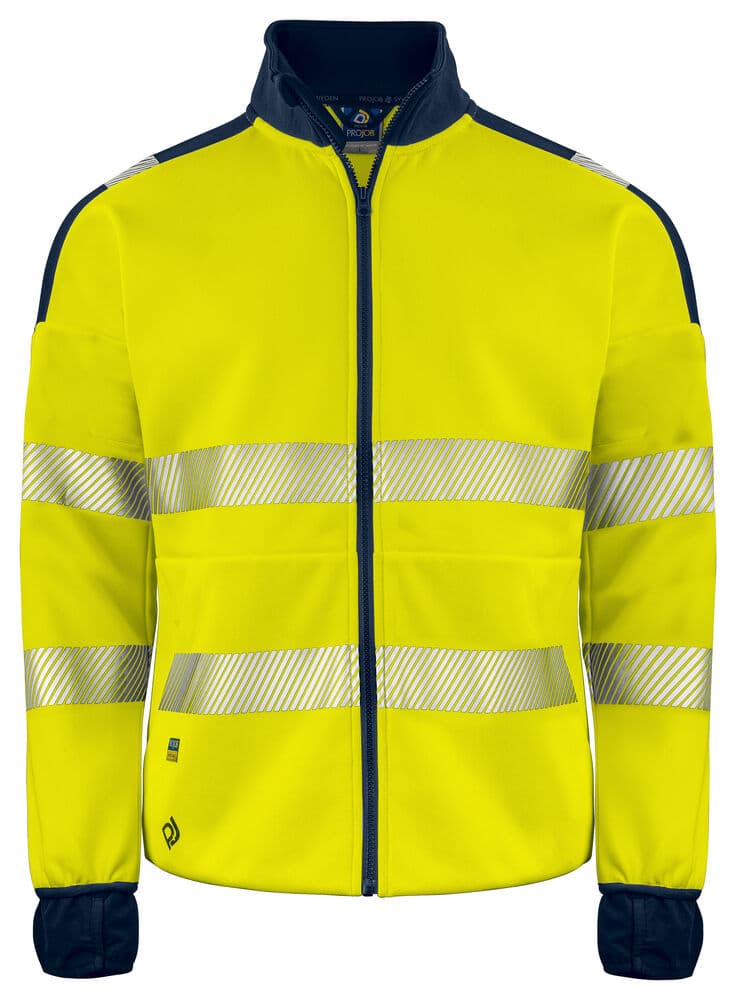 6109 SWEAT-SHIRT SIGNALISATION AVEC FERMETURE ÉCLAIR LONGUE EN ISO 20471 CLASSE 3 coloris Jaune / Marine