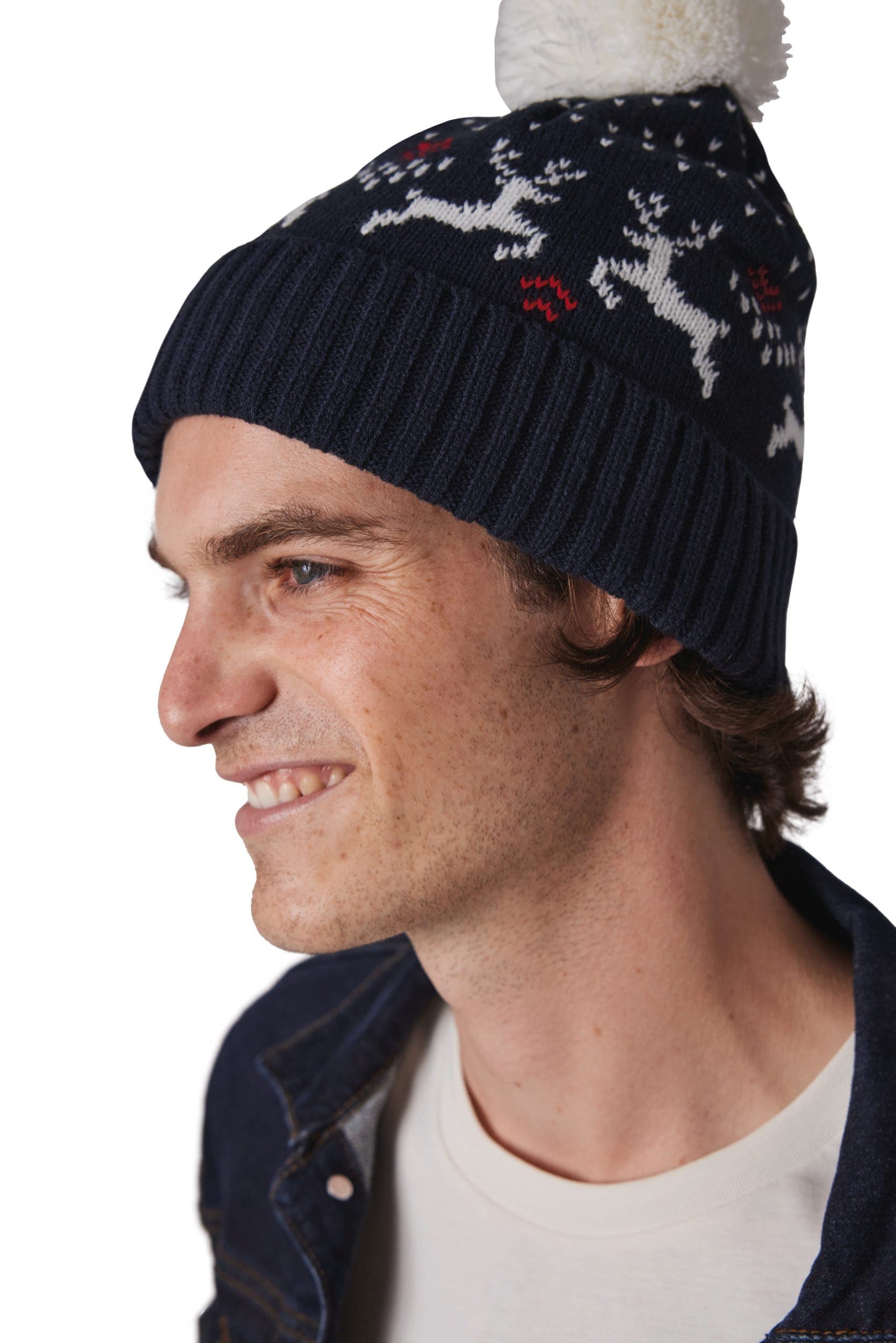 Bonnet de Noël motifs rennes en situation