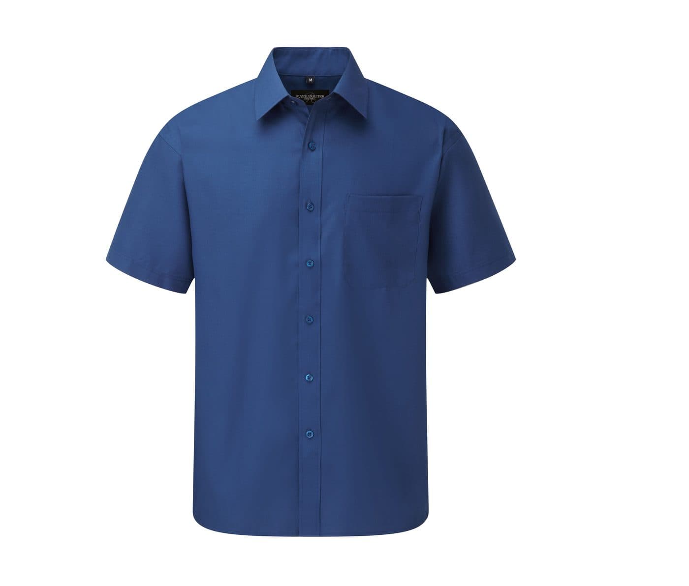 MEN'S SHORT SLEEVE CLASSIC POLYCOTTON POPLIN SHIRT coloris Bleu roi vif