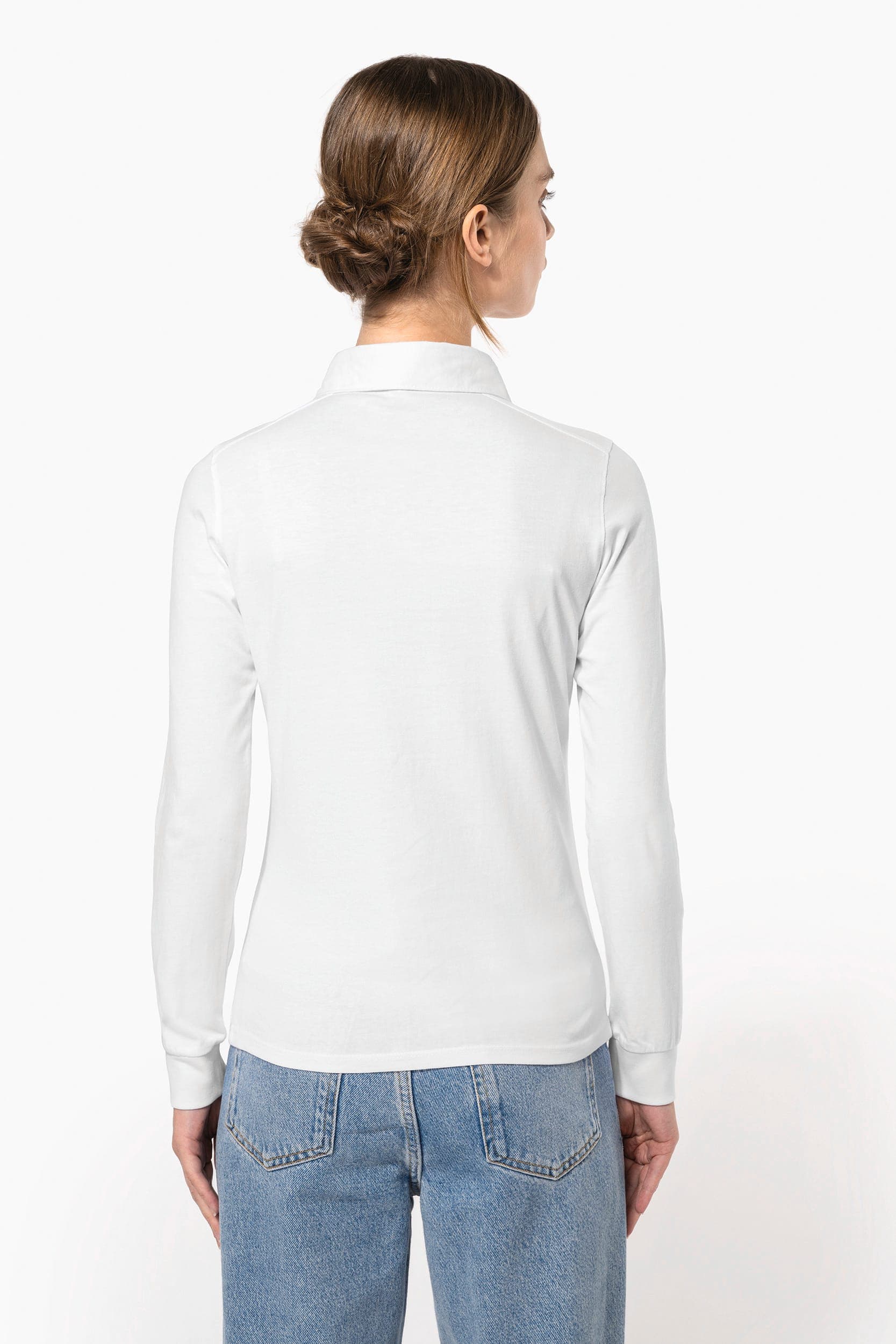 Polo jersey manches longues femme en situation