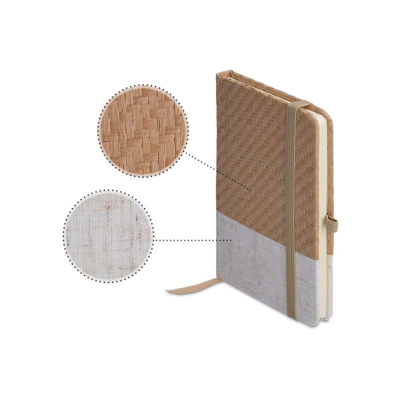 CARNET DE POCHE COUVERTURE COTON ET FIBRES DE BAMBOU en situation