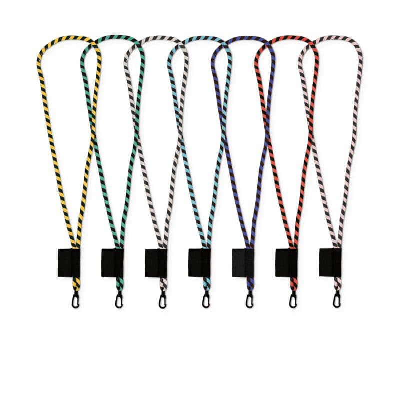 CORDON TOUR DE COU / LANYARD TUBULAIRE TISSEE 2 COULEURS en situation