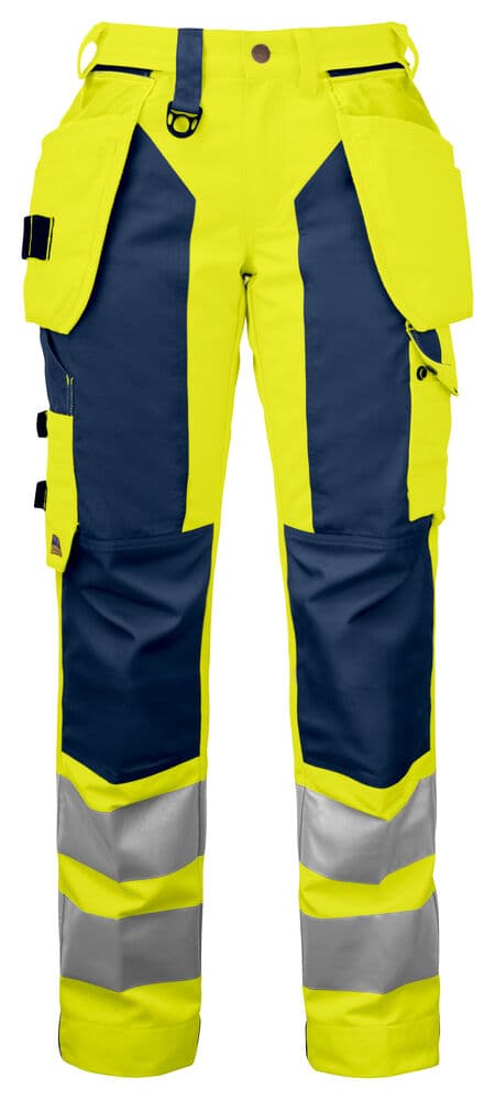 6519 PANTALON DE SIGNALISATION AVEC POCHES AUX GENOUX ET POCHES JEAN EN ISO 20471 CLASSE 2 FEMME