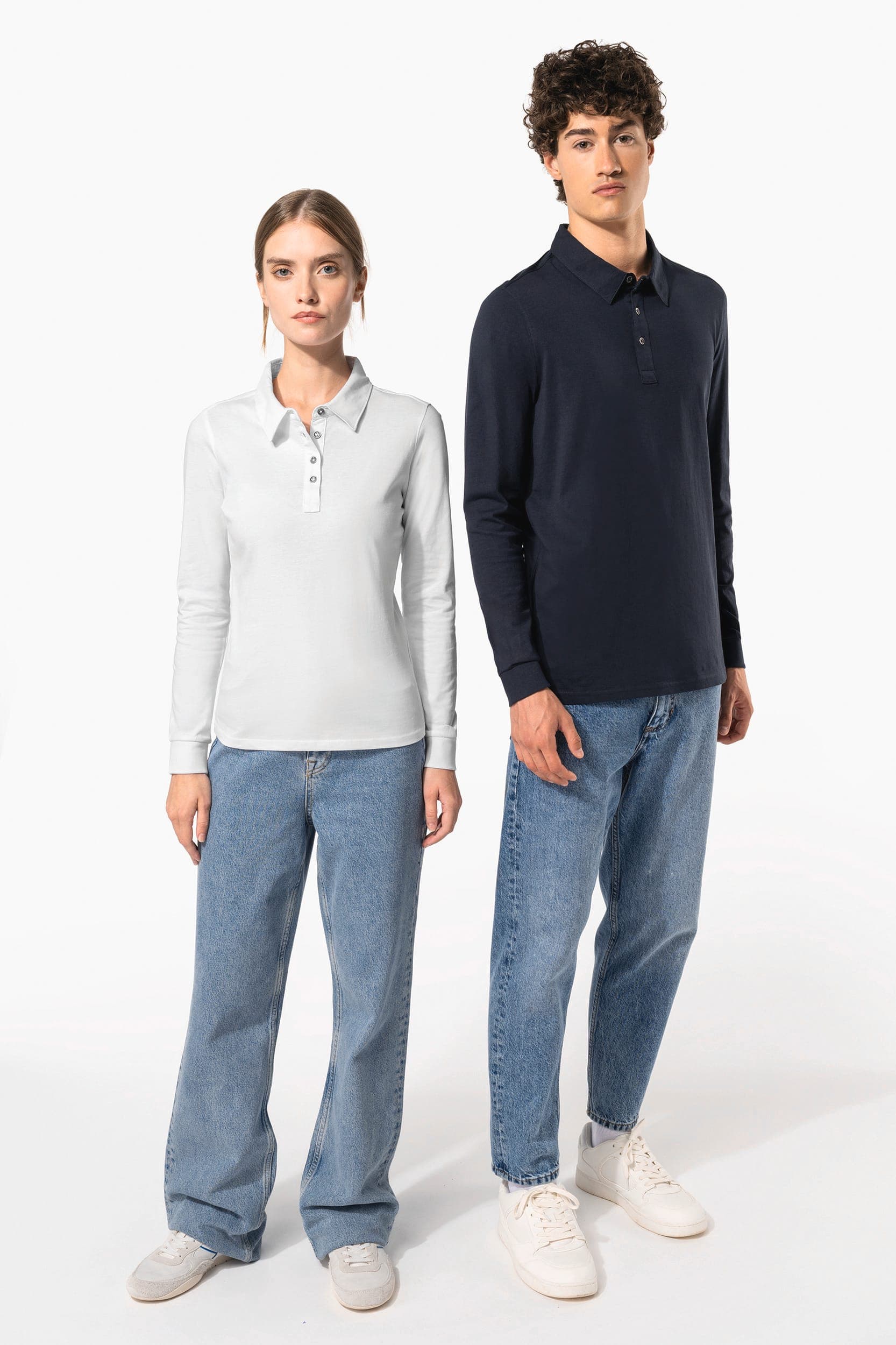 Polo jersey manches longues femme en situation
