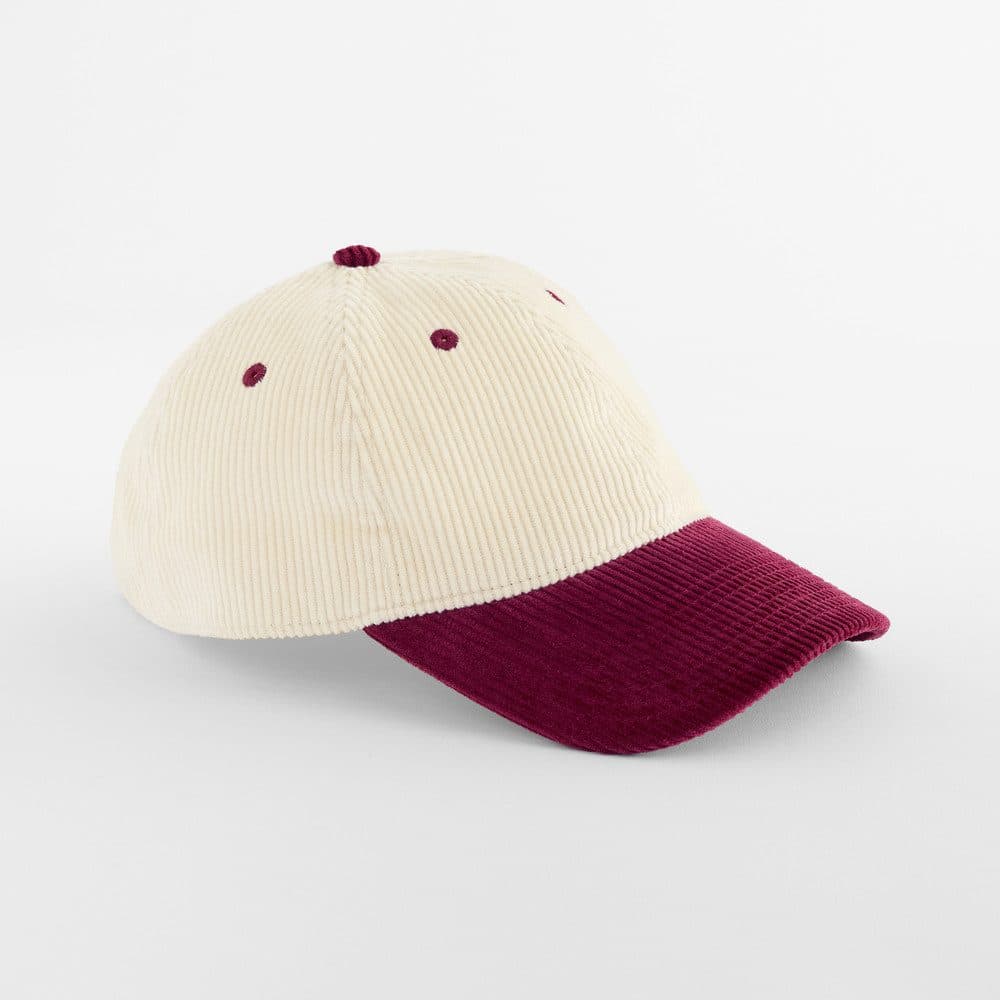 CONTRAST PEAK CORDUROY CAP coloris Naturel / Bordeaux