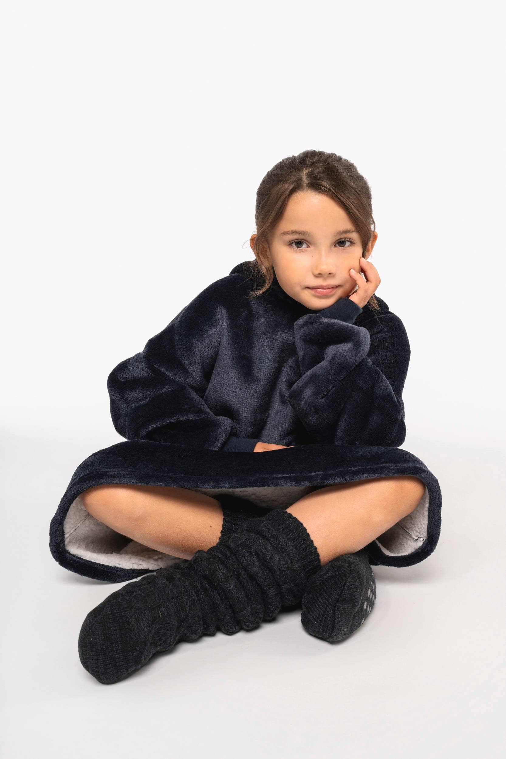 Plaid poncho enfant en situation