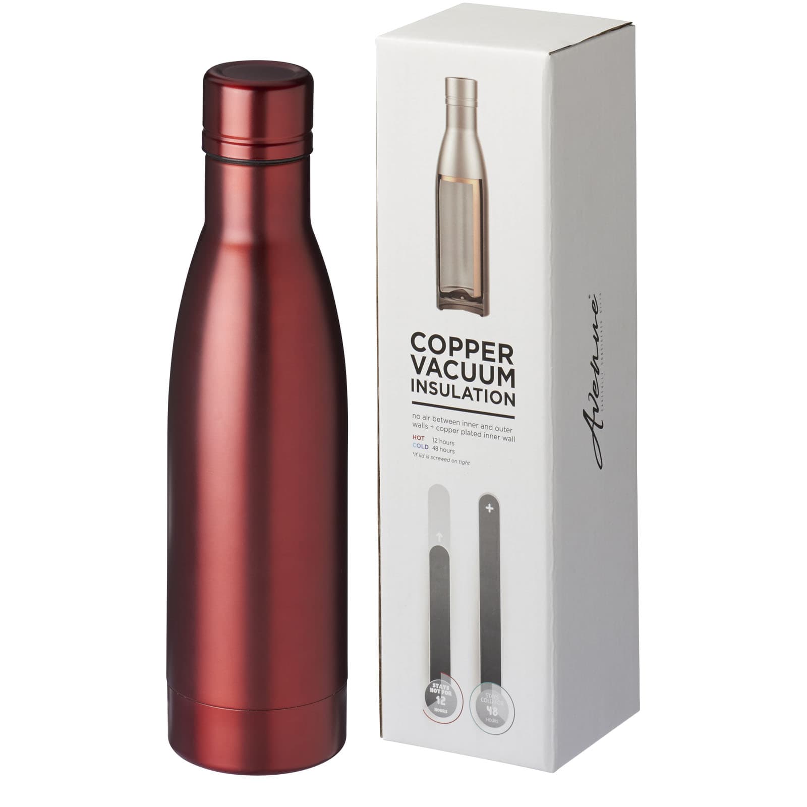 Bouteille isotherme Vasa sous vide avec couche de cuivre de 500 ml coloris Rouge