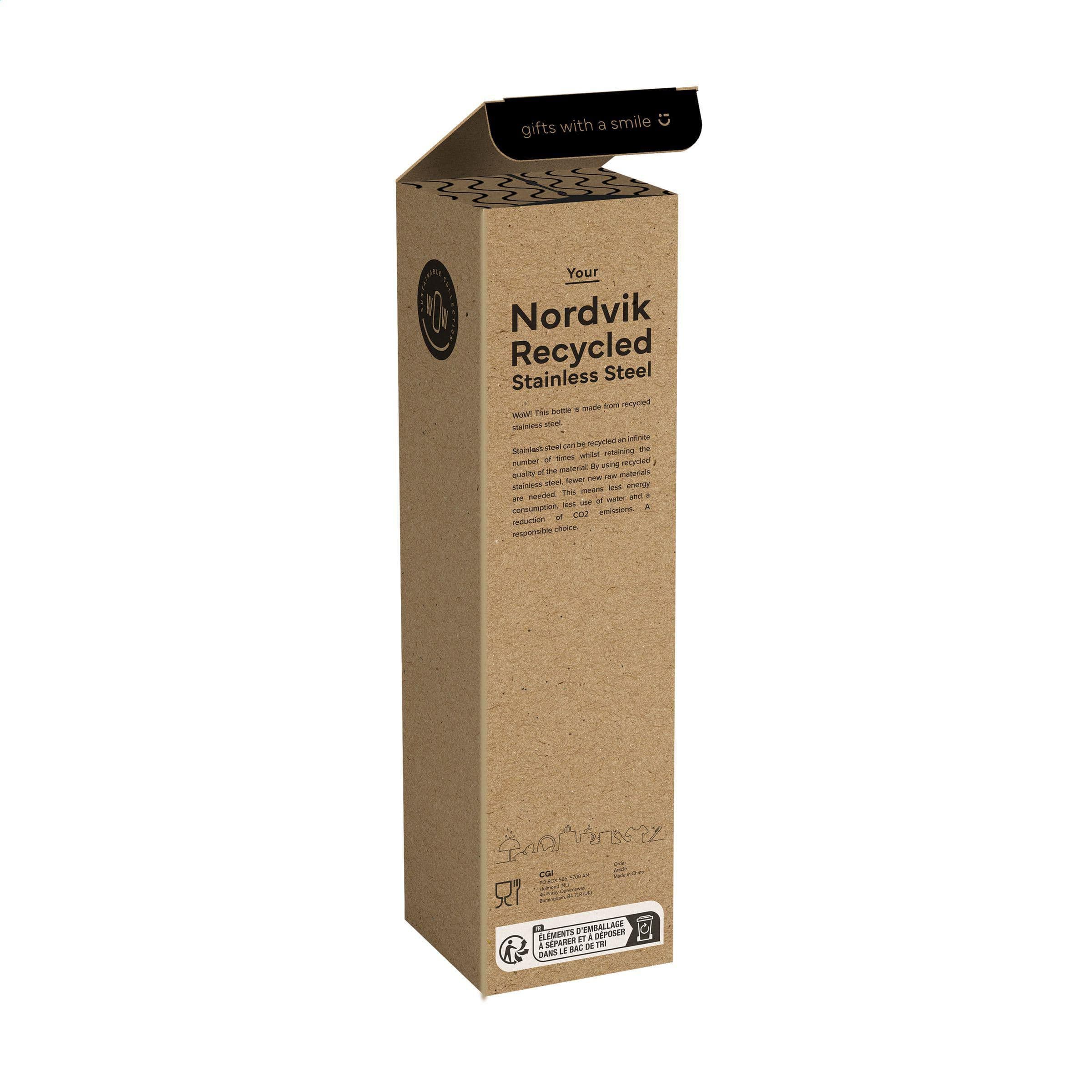 Bouteille Nordvik en acier recyclé RCS 750 ml en situation
