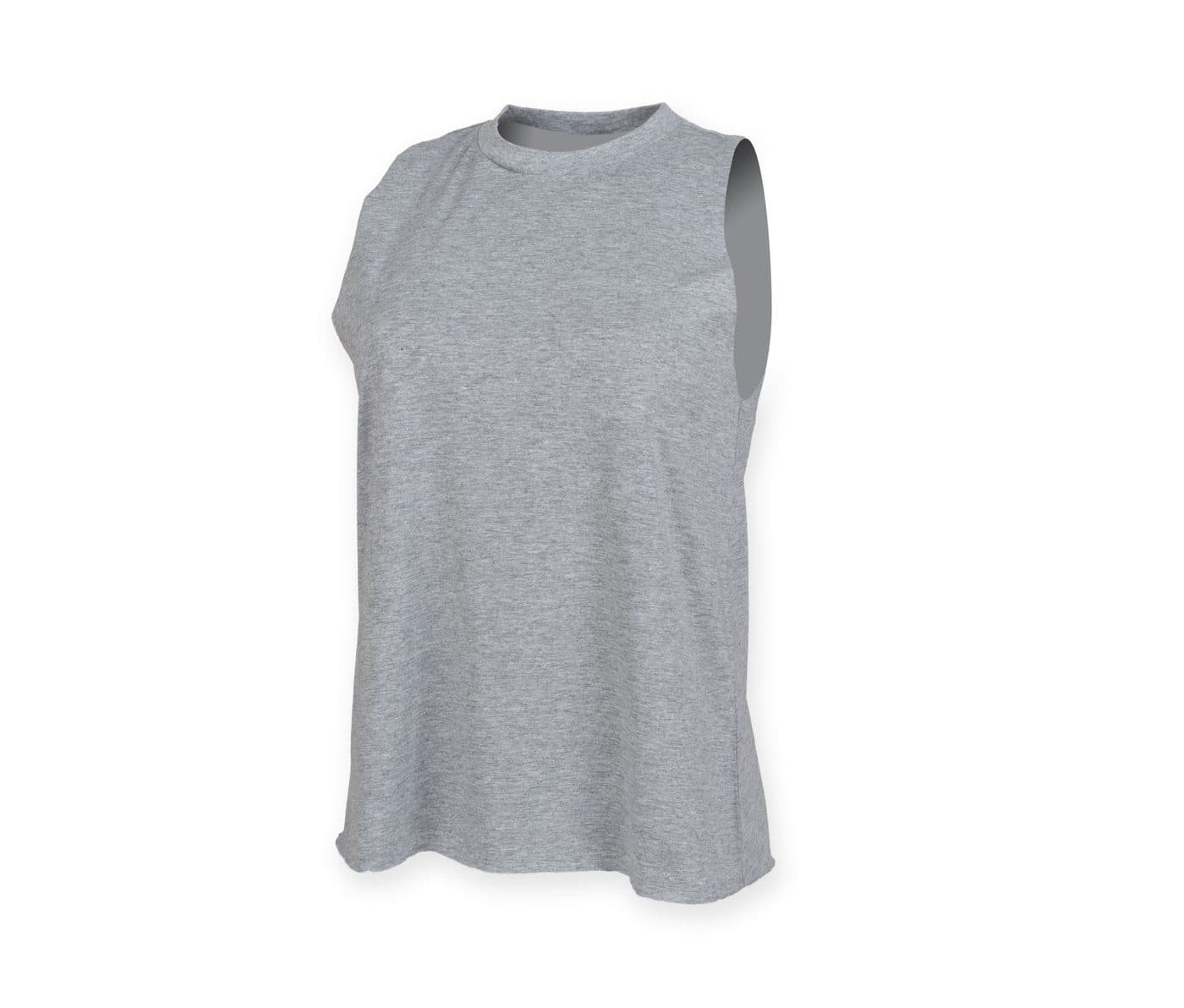 WOMEN’S HIGH NECK SLASH ARMHOLE VEST coloris Gris chiné