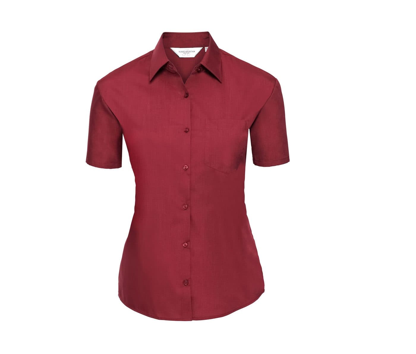 LADIES' SHORT SLEEVE CLASSIC POLYCOTTON POPLIN SHIRT coloris Rouge classique