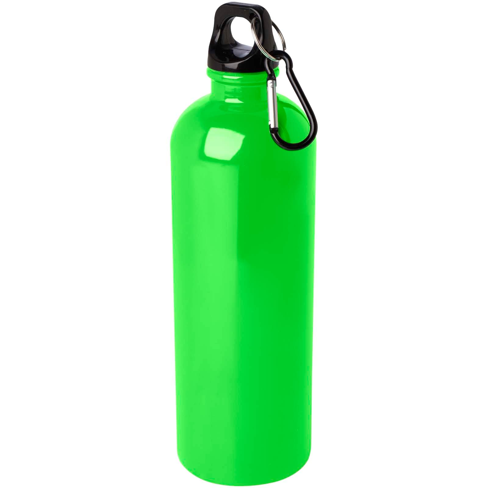 Bouteille d'eau Oregon de 750 ml simple paroi en acier recyclé certifié RCS avec mousqueton coloris Vert pomme