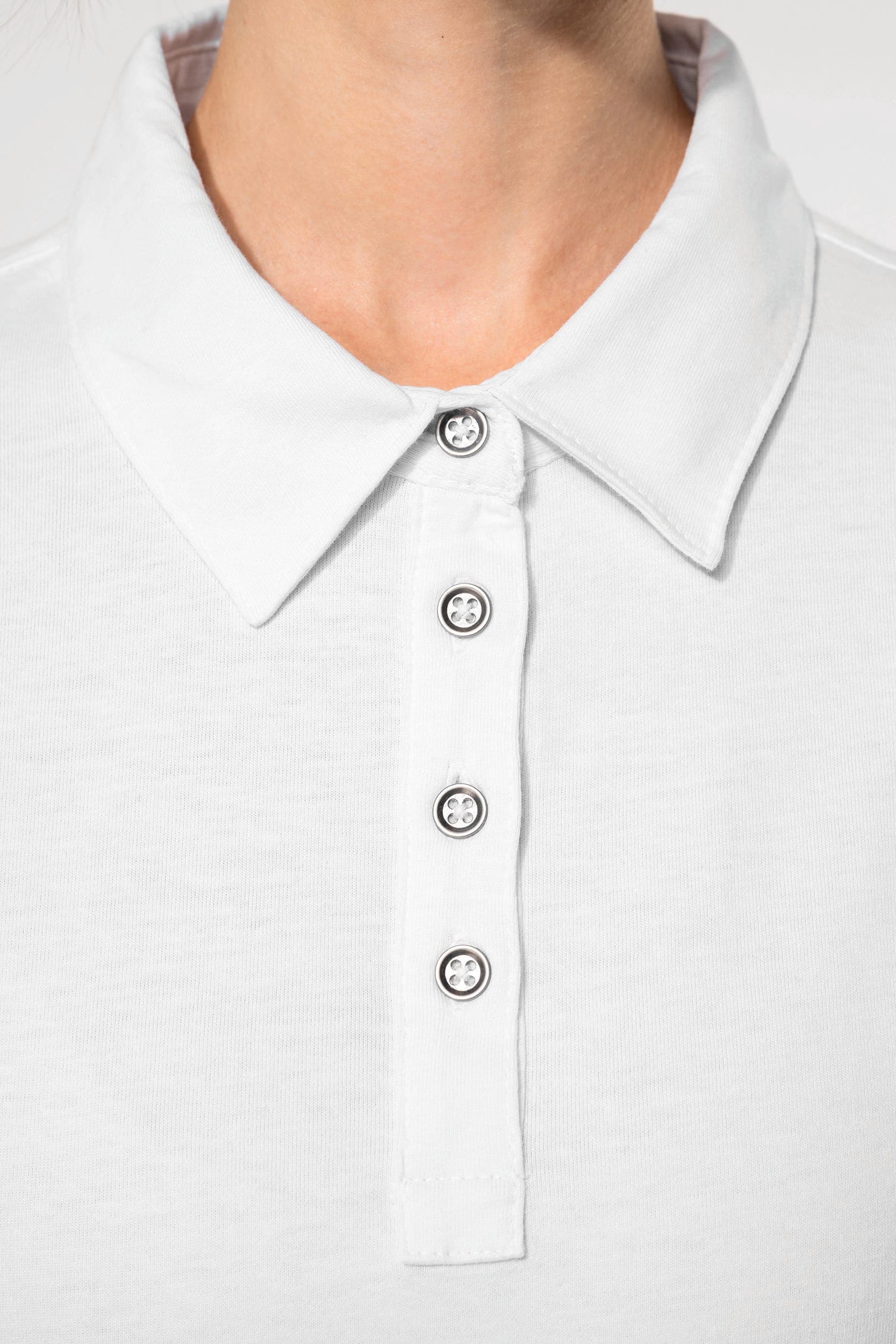 Polo jersey manches longues femme en situation
