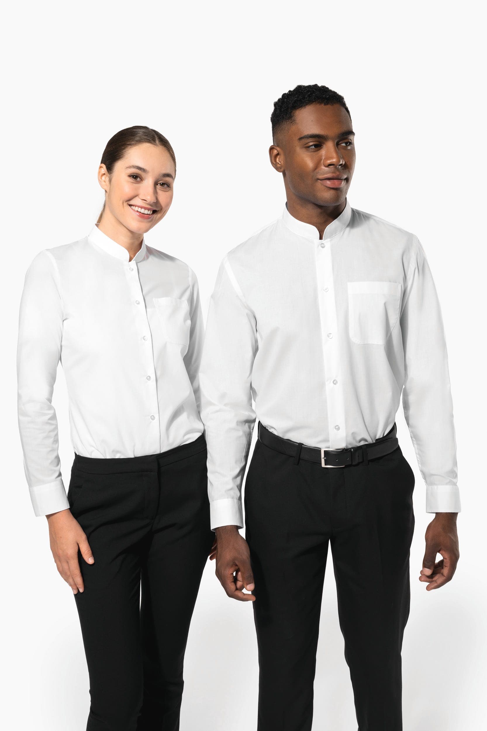 Chemise col mao manches longues en situation
