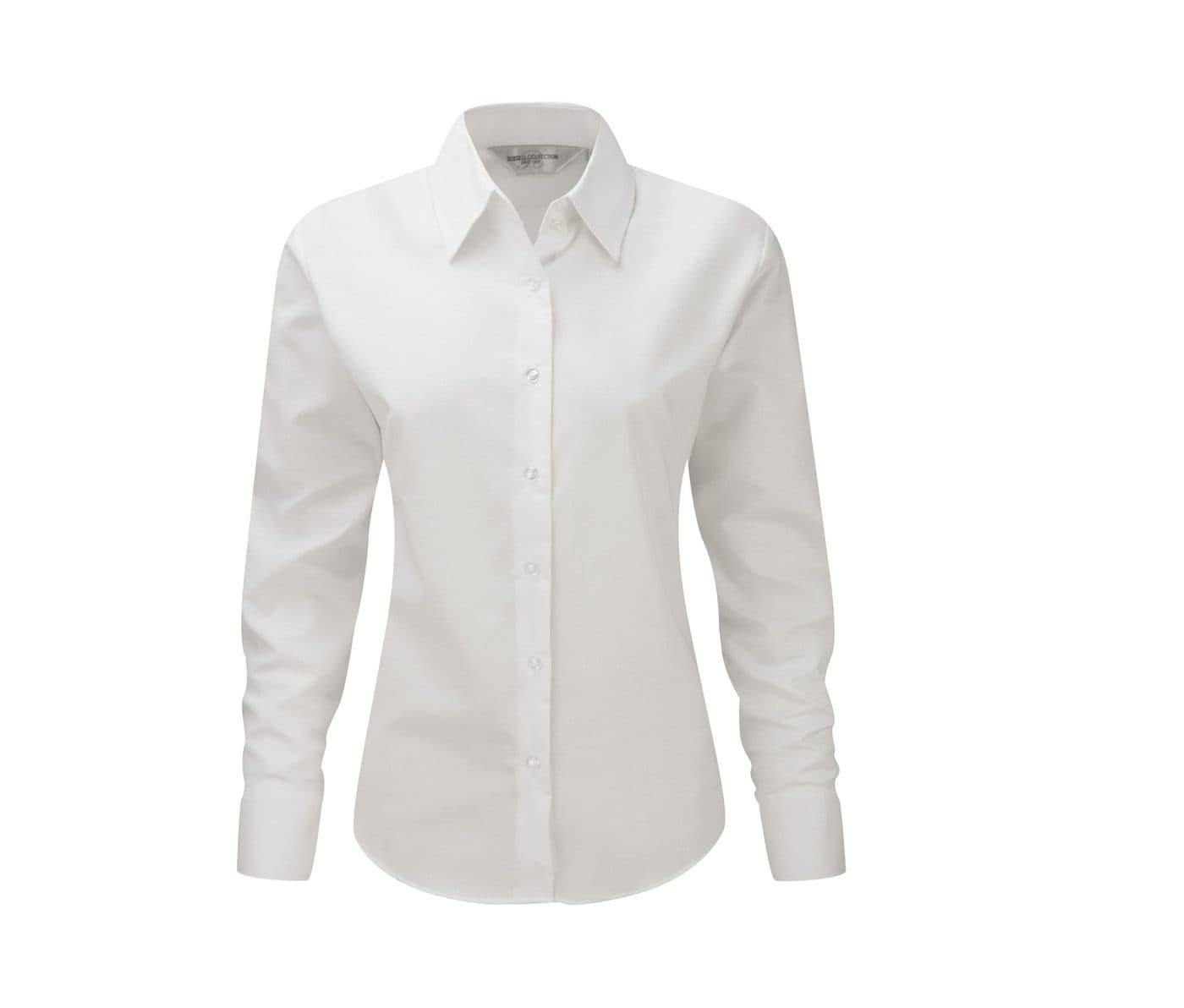 LADIES' LONG SLEEVE TAILORED OXFORD SHIRT coloris Blanc
