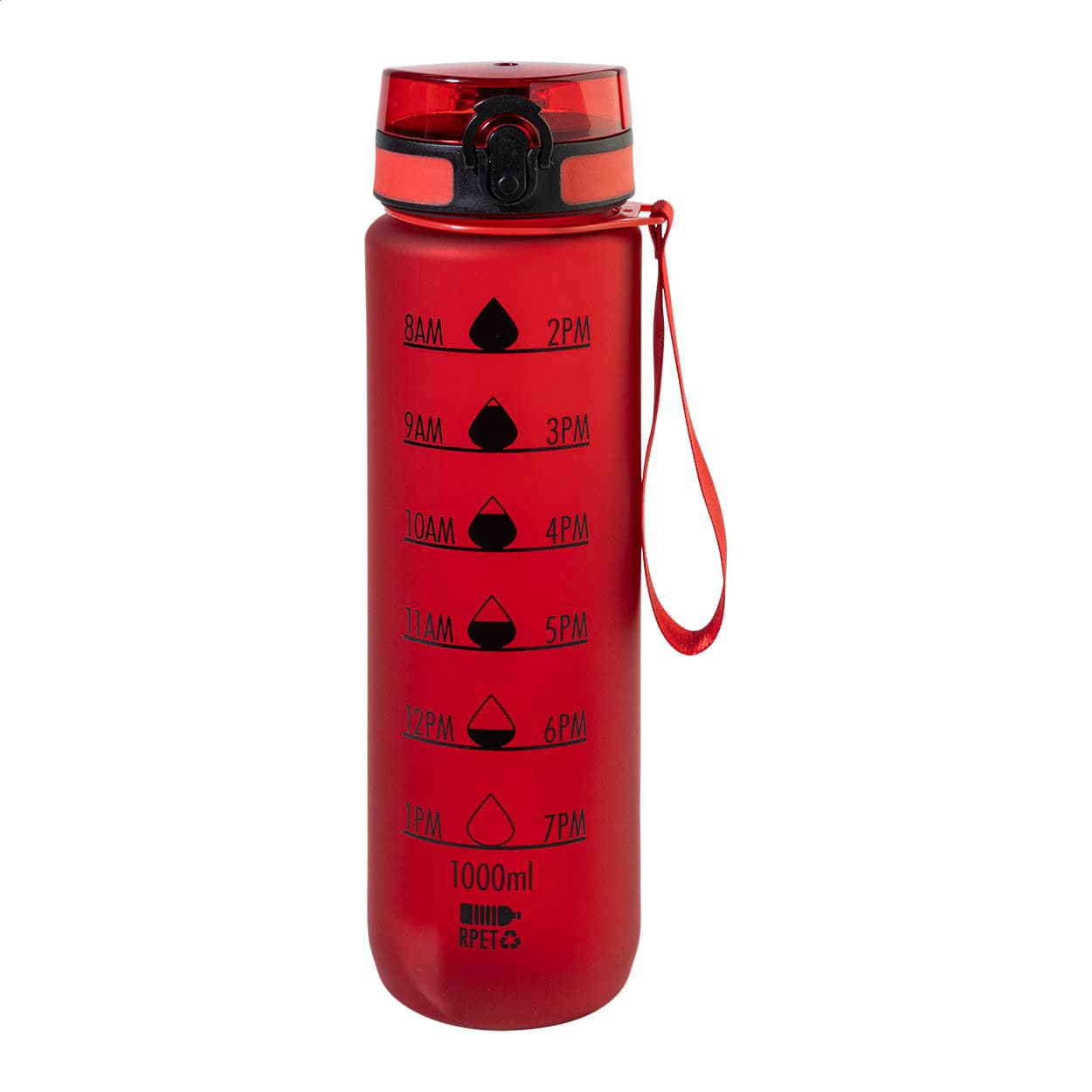 Bouteille avec graduation en RPET coloris Rouge