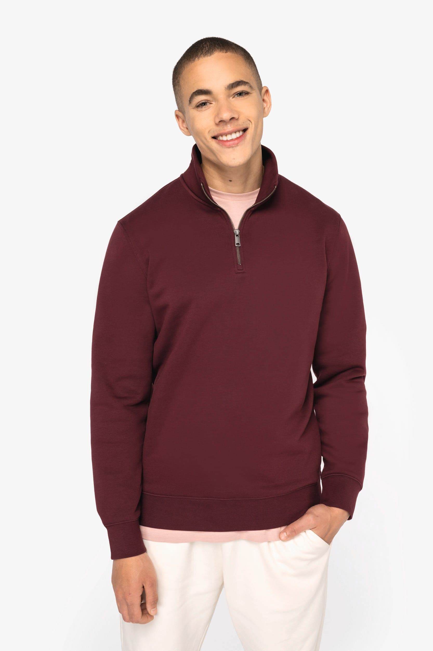 Sweat-shirt écoresponsable à col montant zippé homme