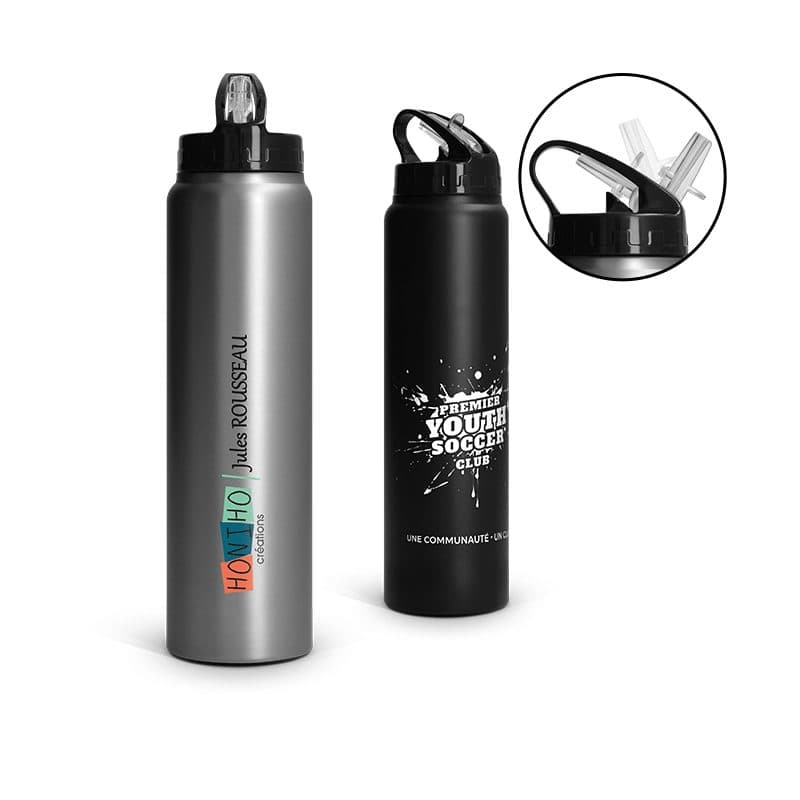 BOUTEILLE GOURDE 1 L INOX AVEC PAILLE en situation