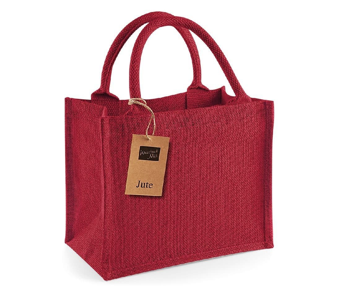 JUTE MINI GIFT BAG coloris Rouge / Rouge