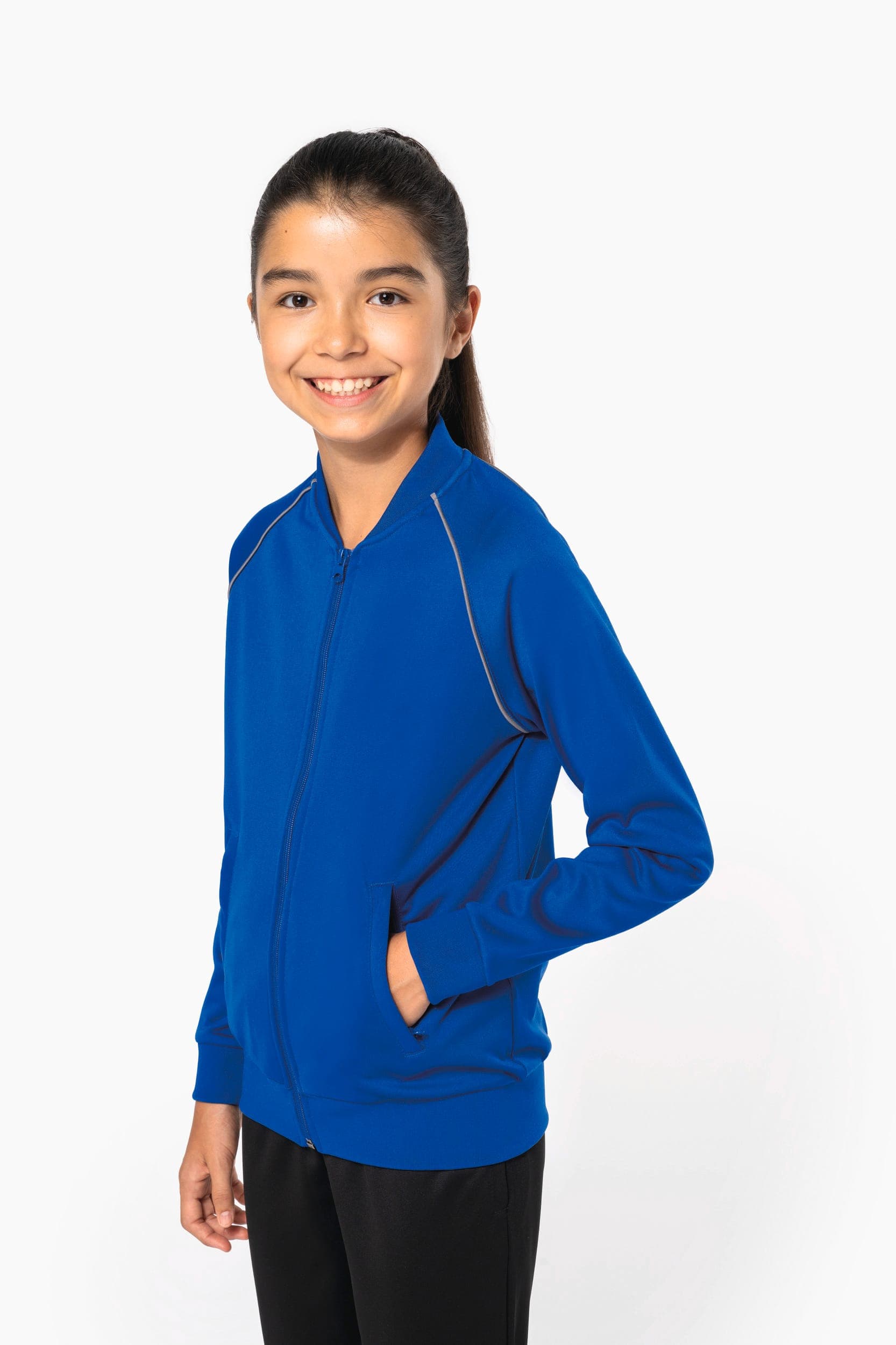 Veste de survêtement zippée avec liseré enfant en situation
