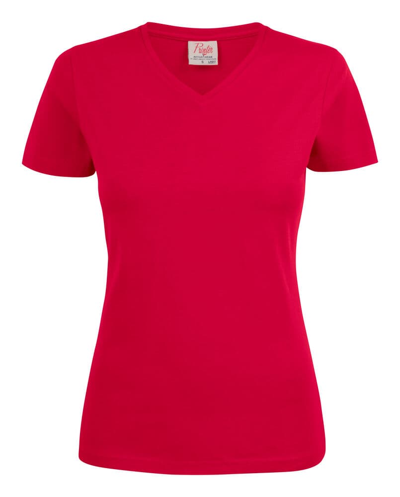 Heavy T-Shirt Col V Femmes coloris Rouge