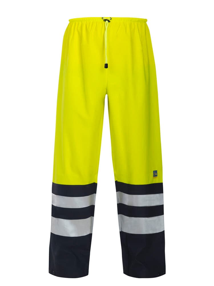 6504 PANTALON IMPERMÉABLE SIGNALISATION EN ISO 20471 CLASSE 2 coloris Jaune / Marine