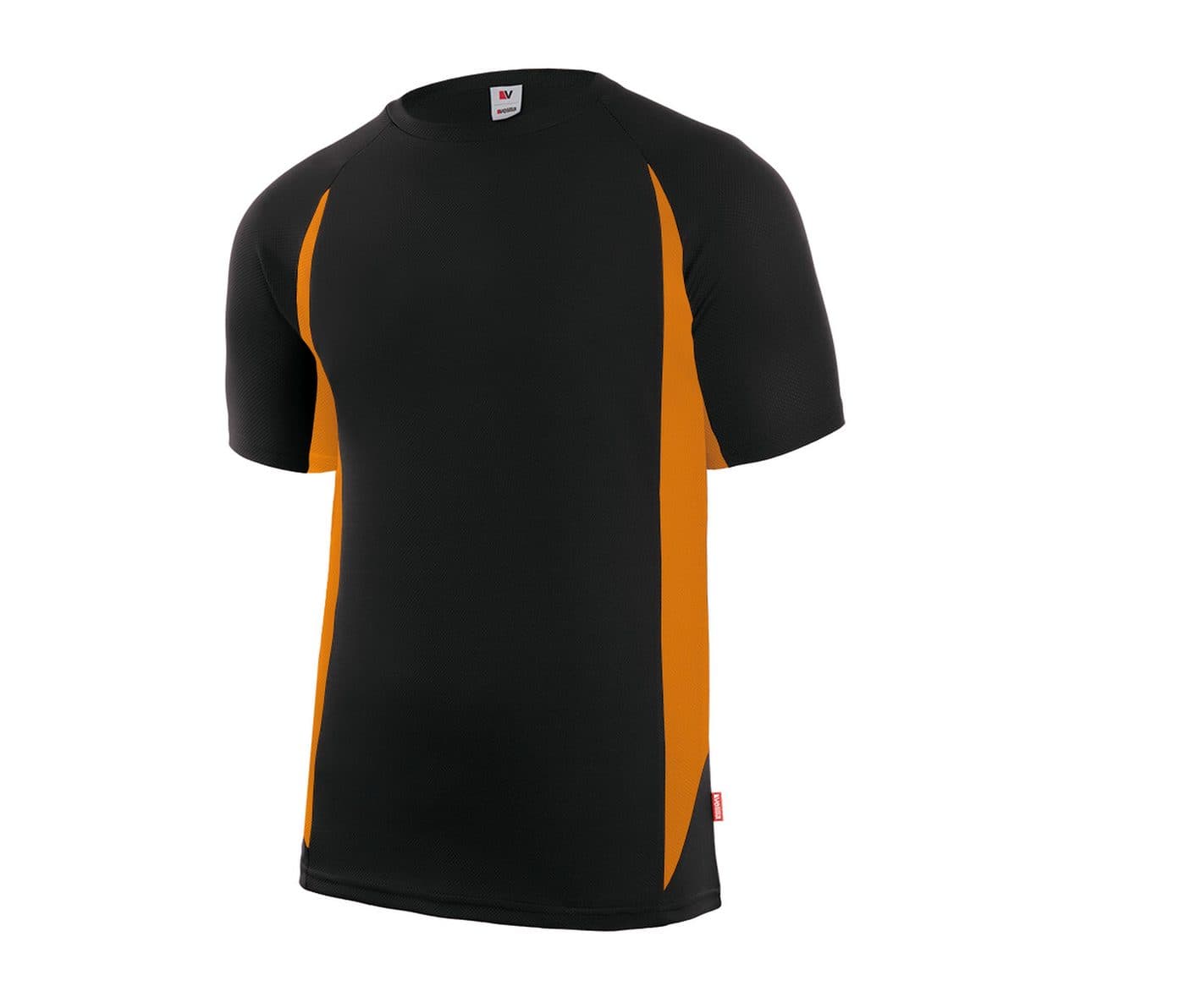TEE-SHIRT TECHNIQUE BICOLORE coloris Noir / Fluo orange
