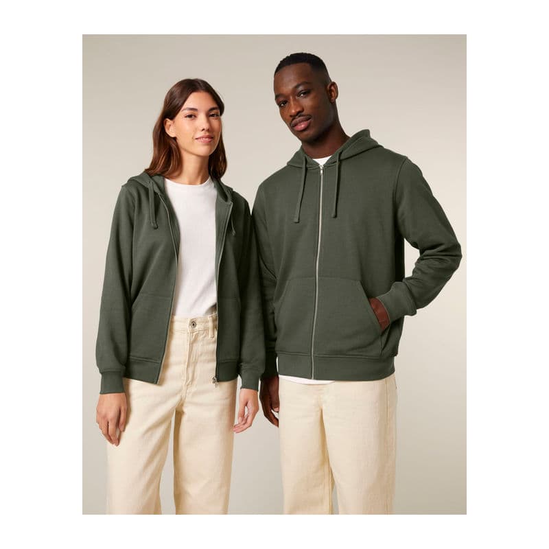 Mixer unisex zip-thru hoodie coloris Kaki