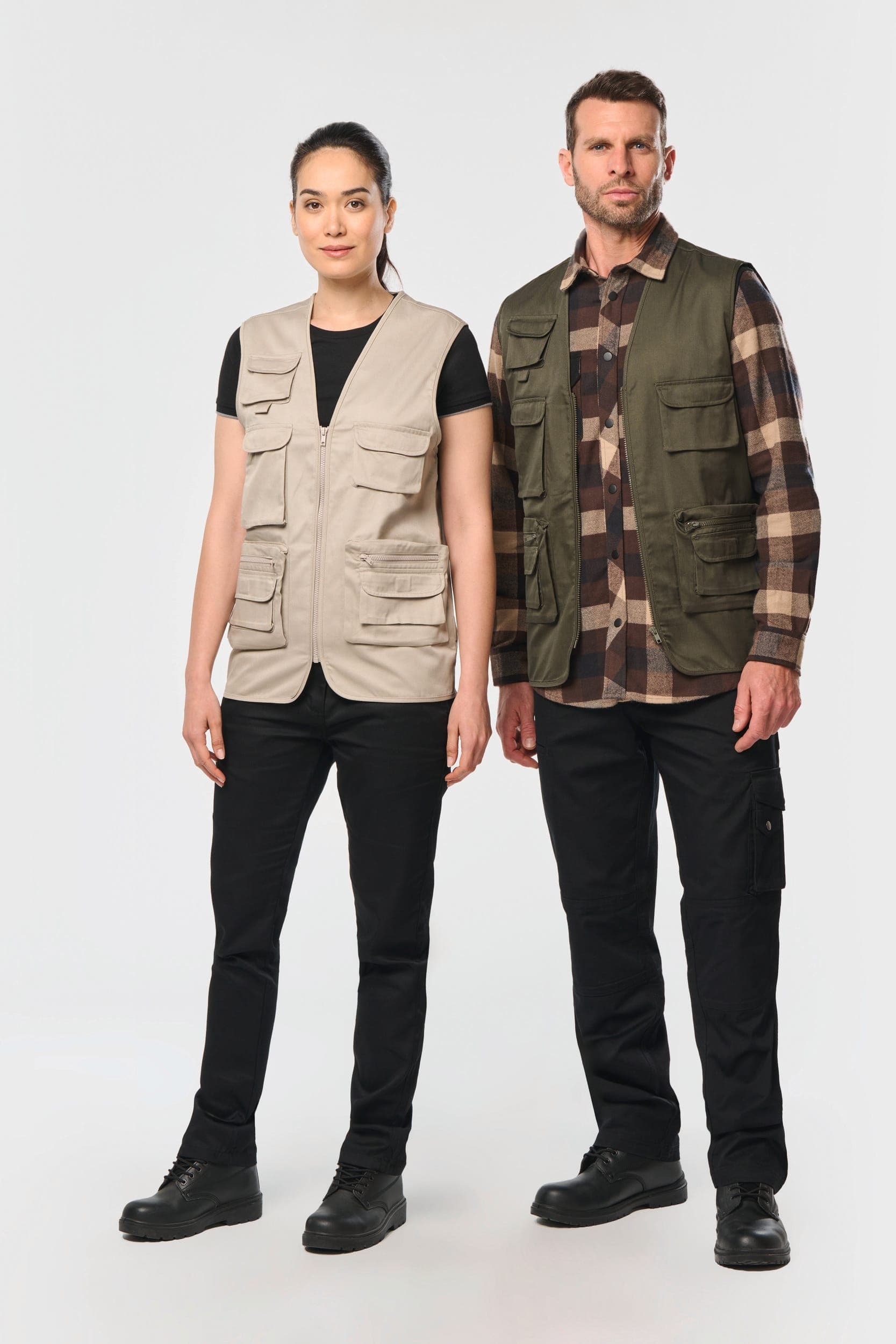 Gilet polycoton multipoches doublé unisexe