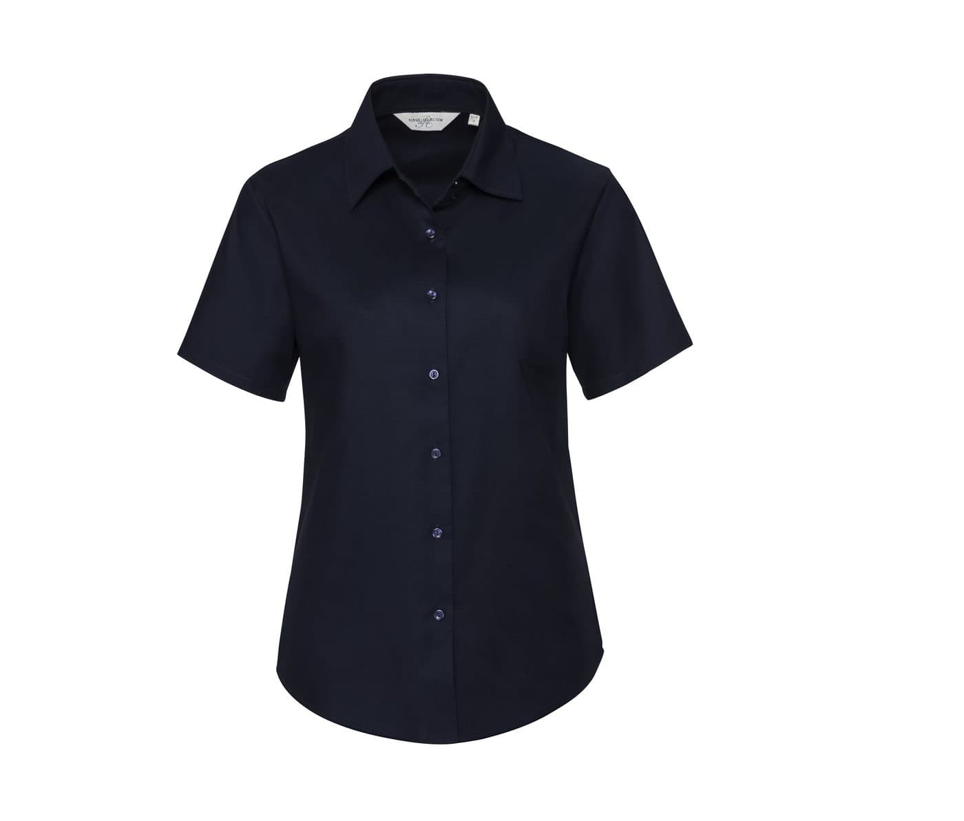 LADIES' SHORT SLEEVE TAILORED OXFORD SHIRT coloris Marine vif