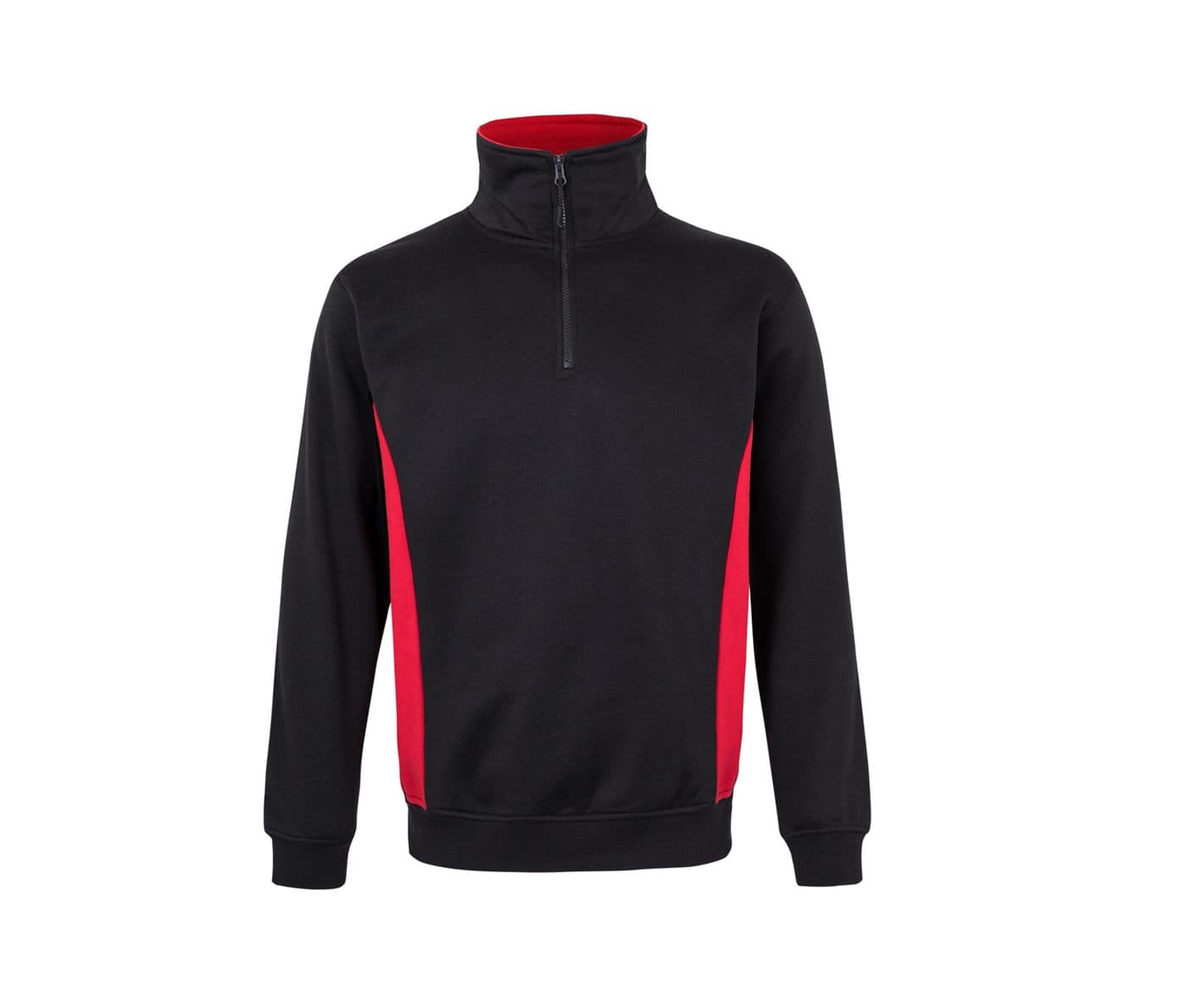 SWEAT BICOLORE COL ZIPPÉ coloris Noir / Rouge