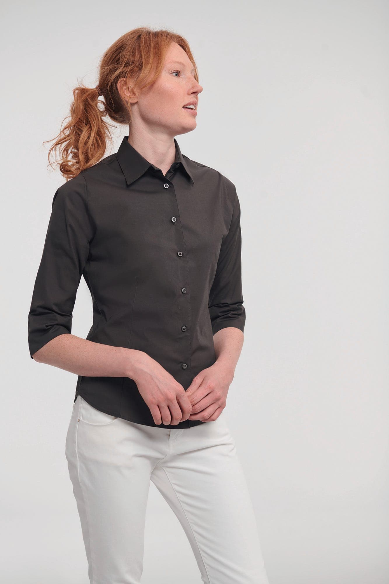 Chemise fittée femme manches 3/4 en situation