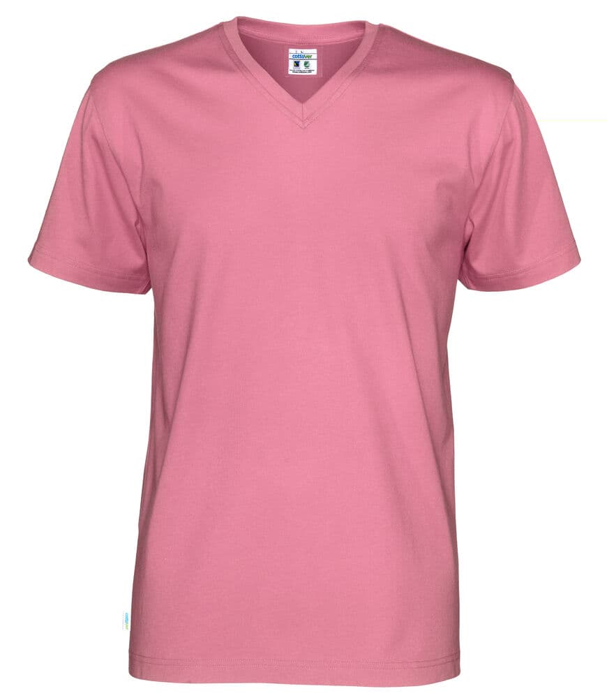 T-SHIRT COL V HOMME - CERTIFIÉ GOTS coloris Rose